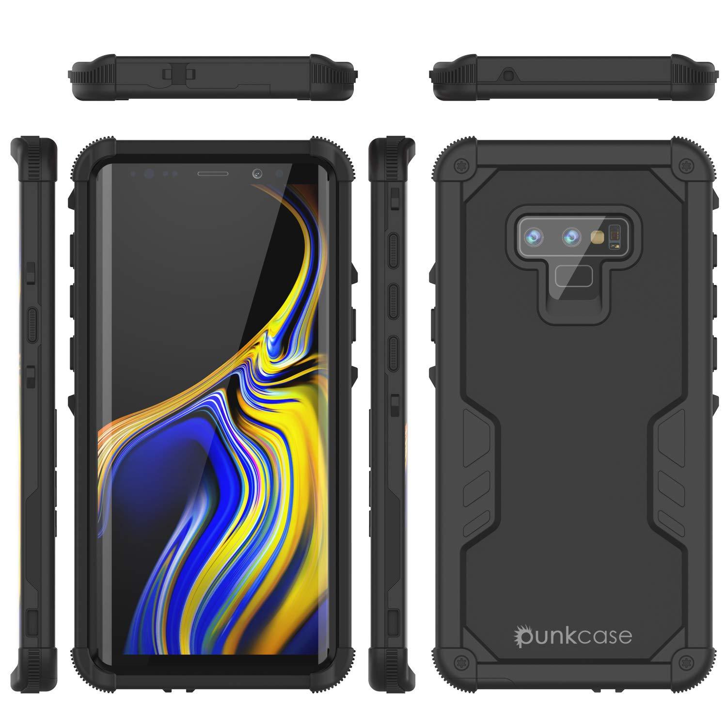 Punkcase Galaxy Note 9 Waterproof Case [Navy Seal Extreme Series] Armor Cover W/ Built In Screen Protector [Black]