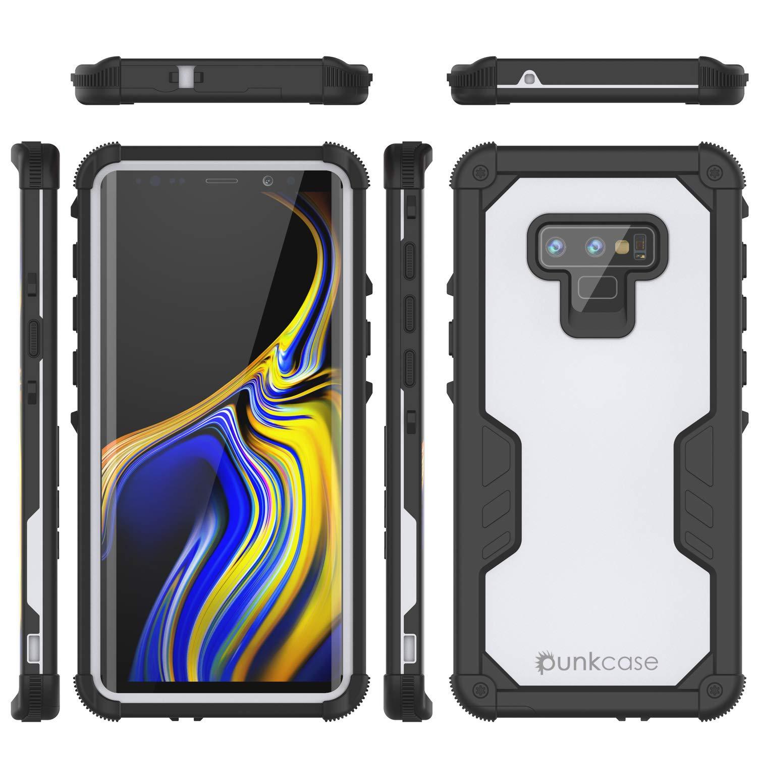 Punkcase Galaxy Note 9 Waterproof Case [Navy Seal Extreme Series] Armor Cover W/ Built In Screen Protector [White]