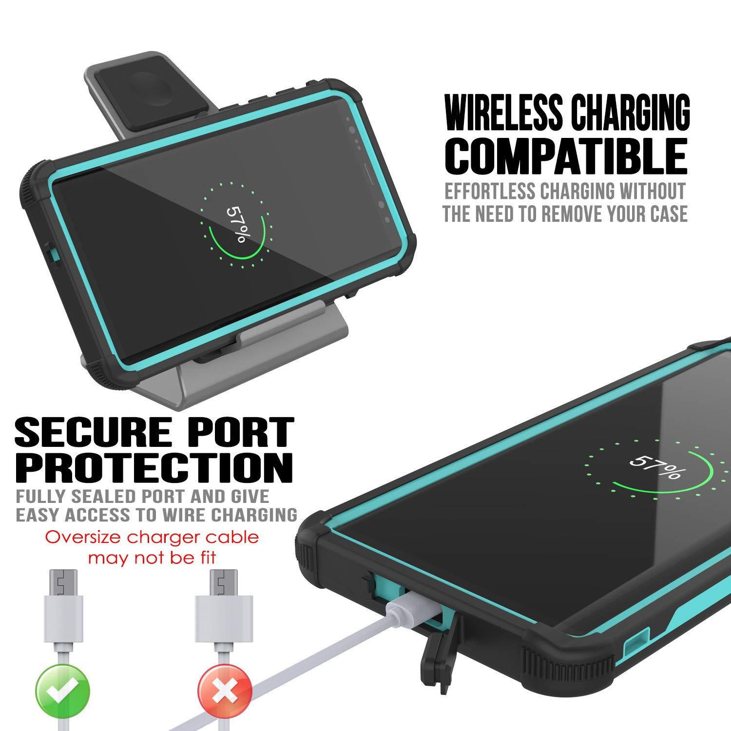 Punkcase Galaxy Note 9 Waterproof Case [Navy Seal Extreme Series] Armor Cover W/ Built In Screen Protector [Teal]