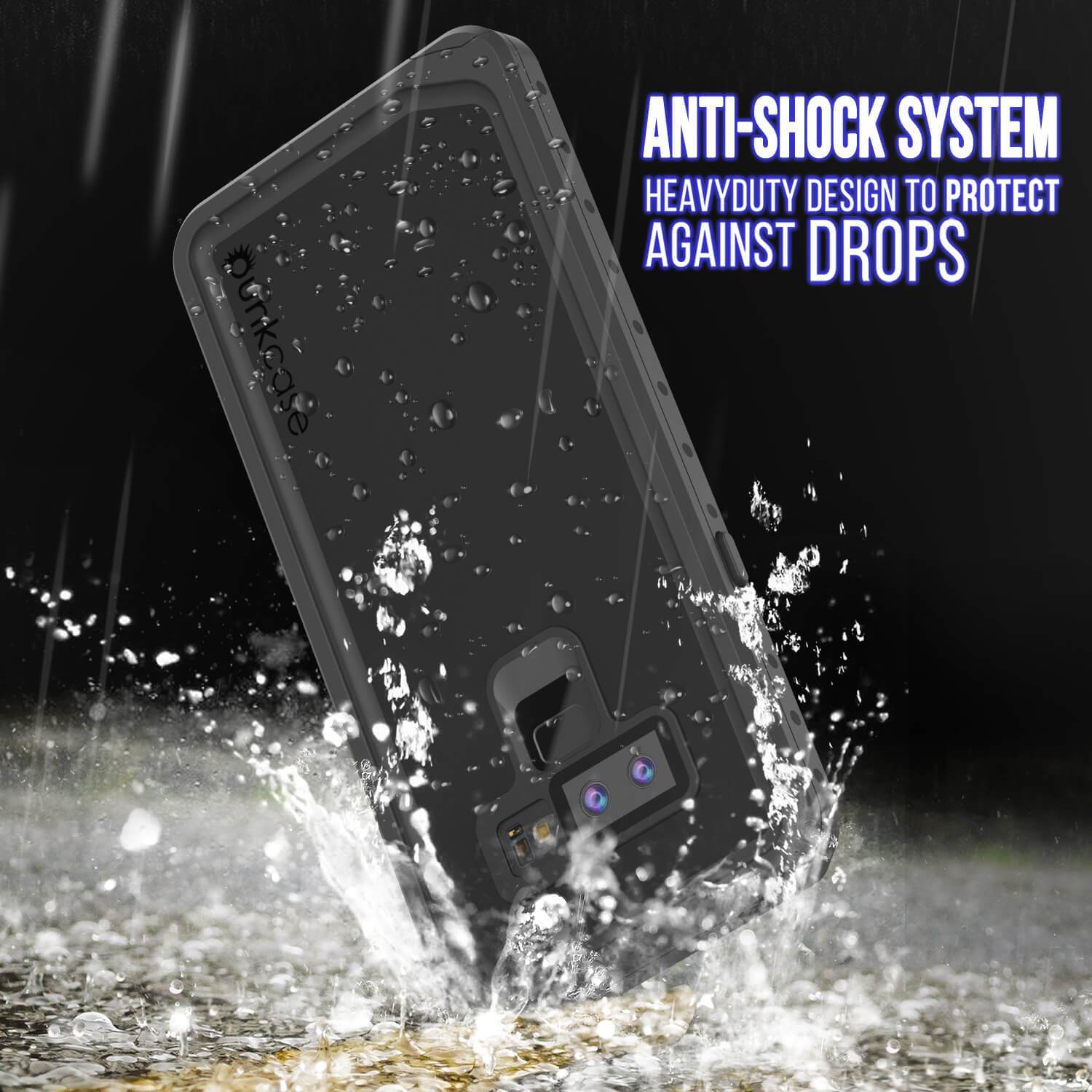Galaxy Note 9 Waterproof Case PunkCase StudStar Black Thin 6.6ft Underwater Shock/Snow Proof