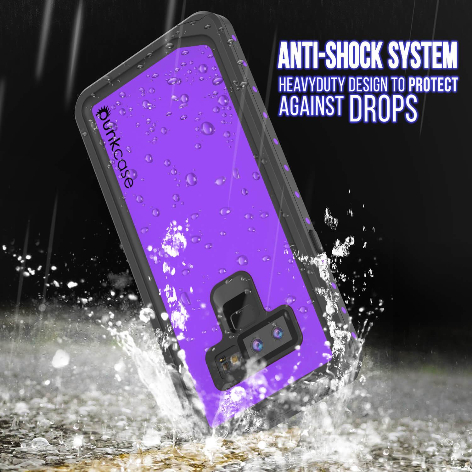 Galaxy Note 9 Waterproof Case PunkCase StudStar Purple Thin 6.6ft Underwater Shock/Snow Proof