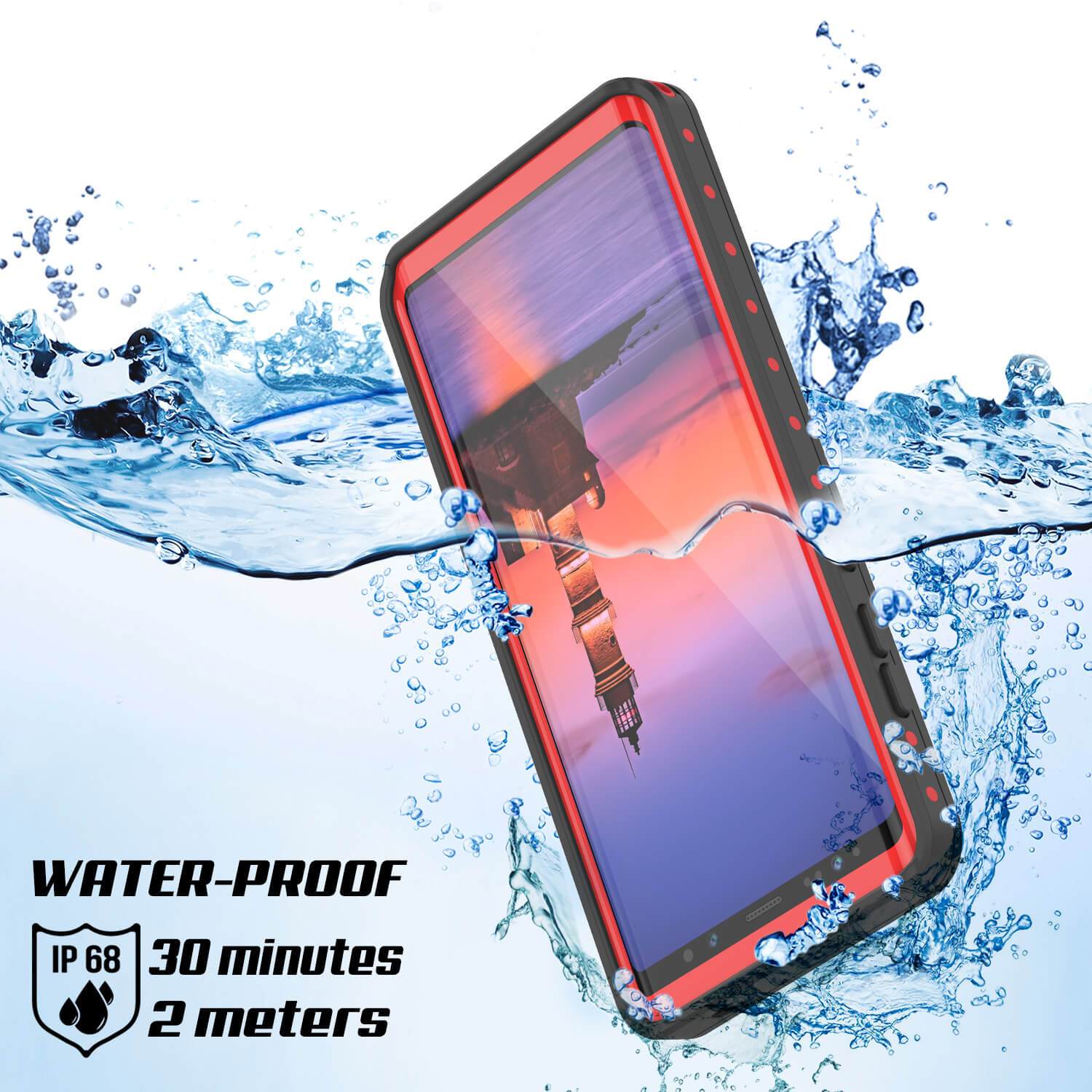 Galaxy Note 9 Waterproof Case PunkCase StudStar Red Thin 6.6ft Underwater Shock/Snow Proof