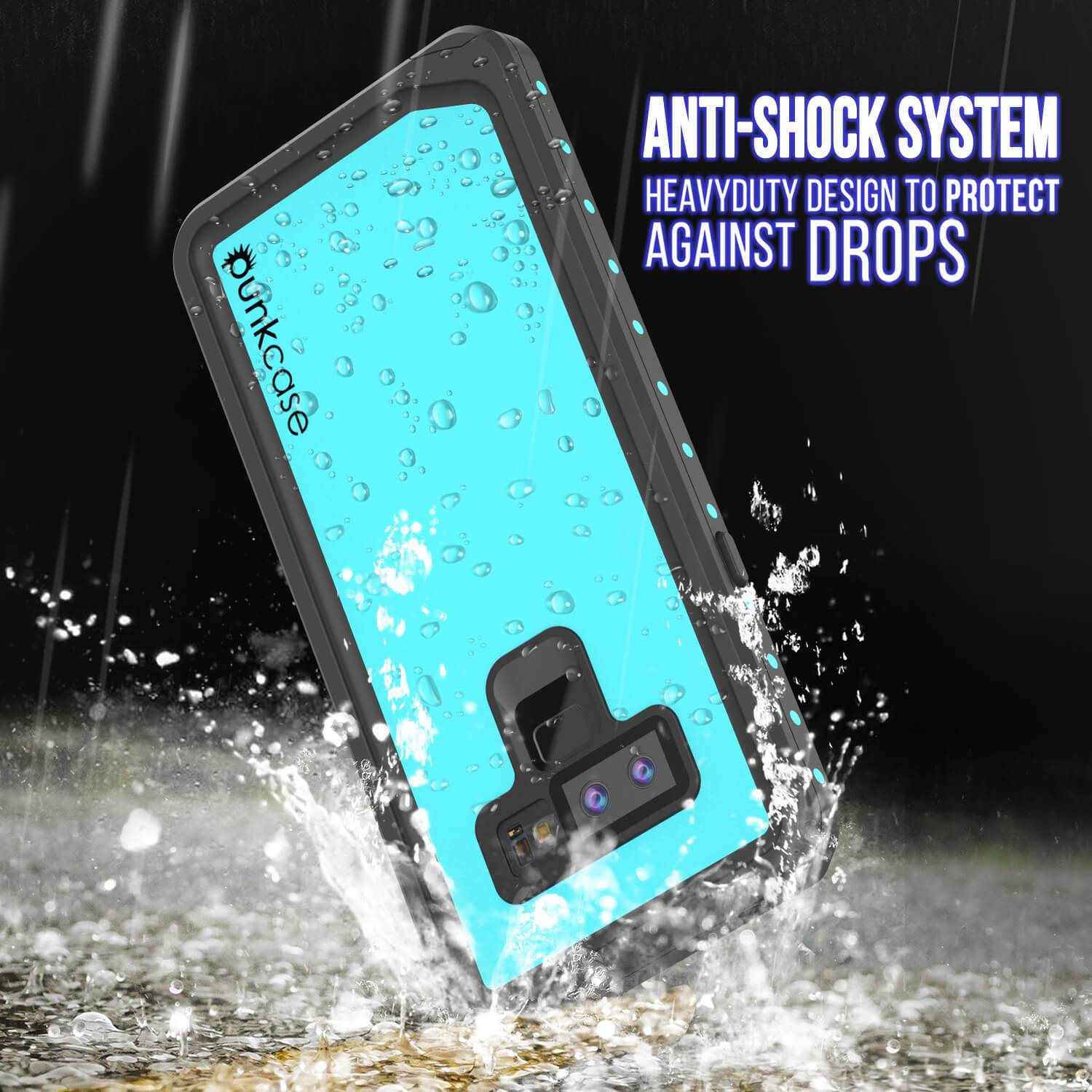Galaxy Note 9 Waterproof Case PunkCase StudStar Teal Thin 6.6ft Underwater Shock/Snow Proof