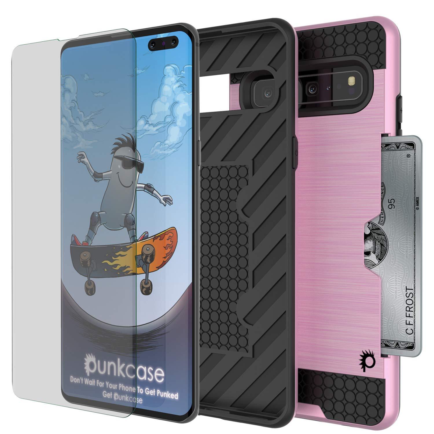 Galaxy S10 5G  Case, PUNKcase [SLOT Series] [Slim Fit] Dual-Layer Armor Cover w/Integrated Anti-Shock System, Credit Card Slot [Pink]