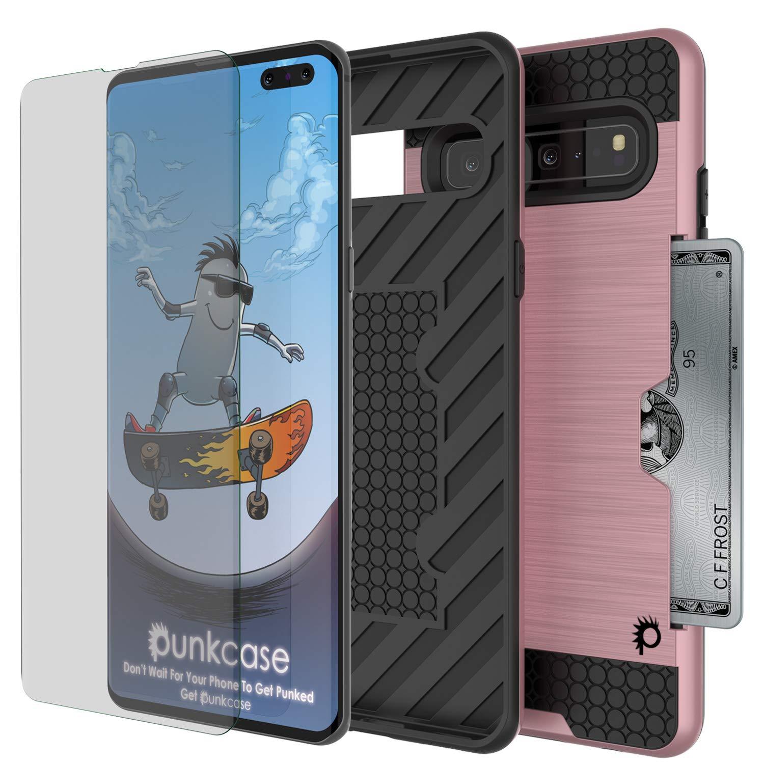 Galaxy S10 5G  Case, PUNKcase [SLOT Series] [Slim Fit] Dual-Layer Armor Cover w/Integrated Anti-Shock System, Credit Card Slot [Rose Gold]