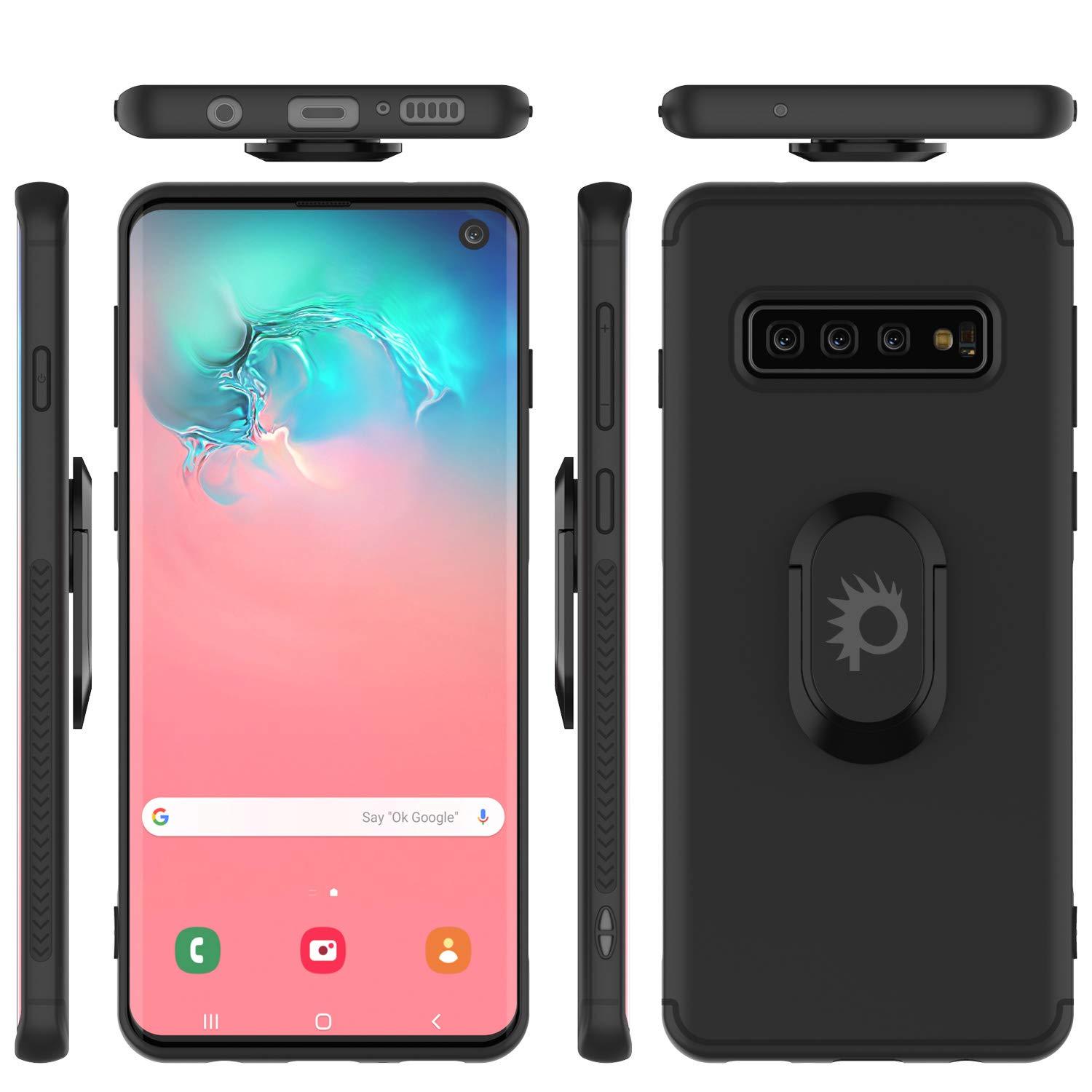 Galaxy S10 Case, Punkcase Magnetix Protective TPU Cover W/ Kickstand, Sceen Protector[Black]