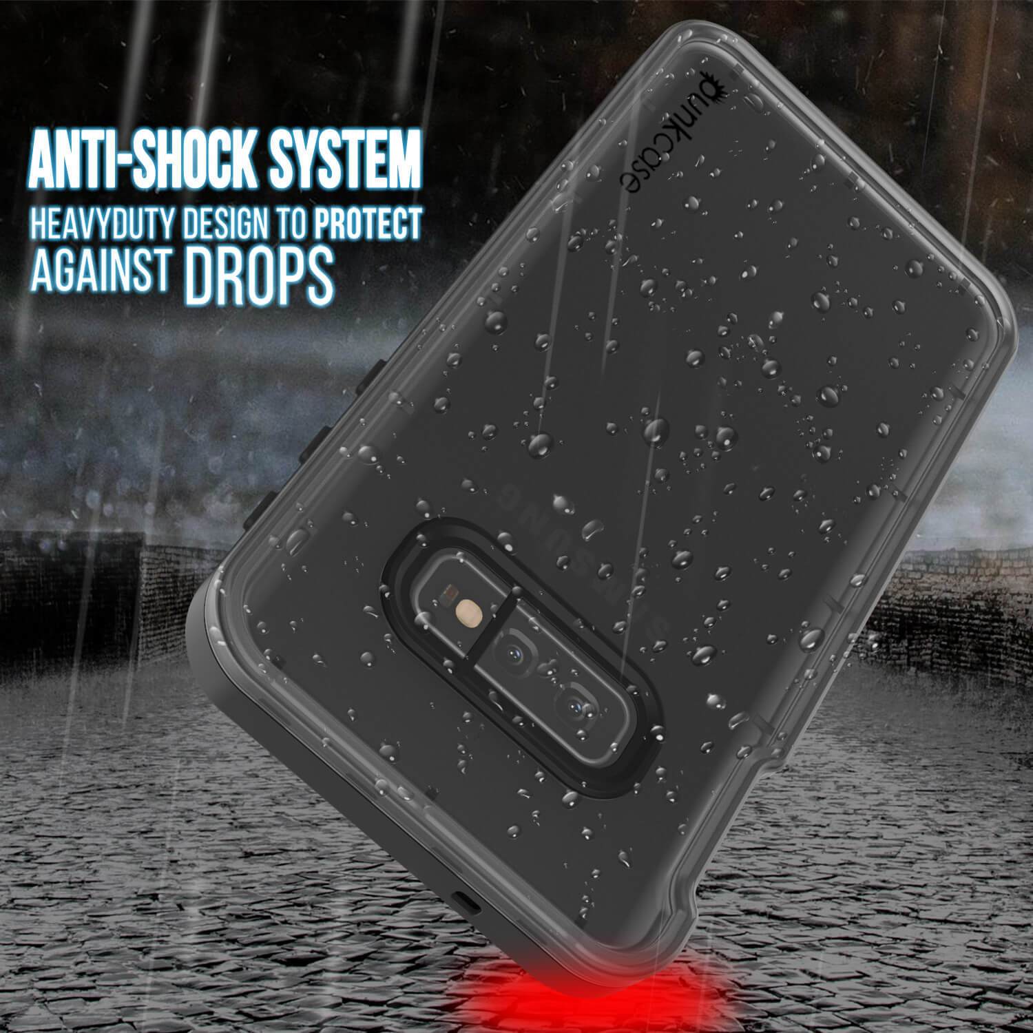 Galaxy S10e Waterproof Case PunkCase StudStar Black Thin 6.6ft Underwater IP68 Shock/Snow Proof