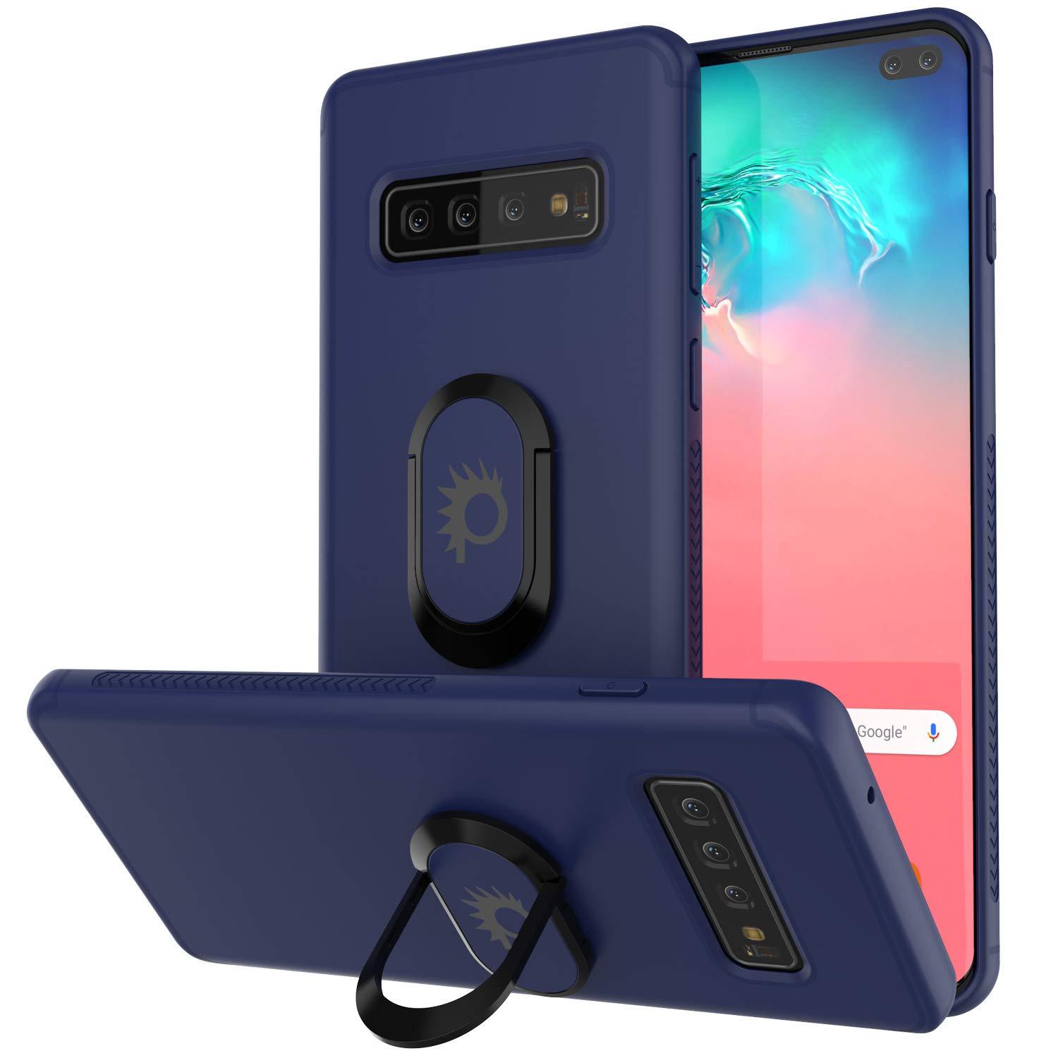 Galaxy S10+ Plus, Punkcase Magnetix Protective TPU Cover W/ Kickstand, Sceen Protector[Blue]