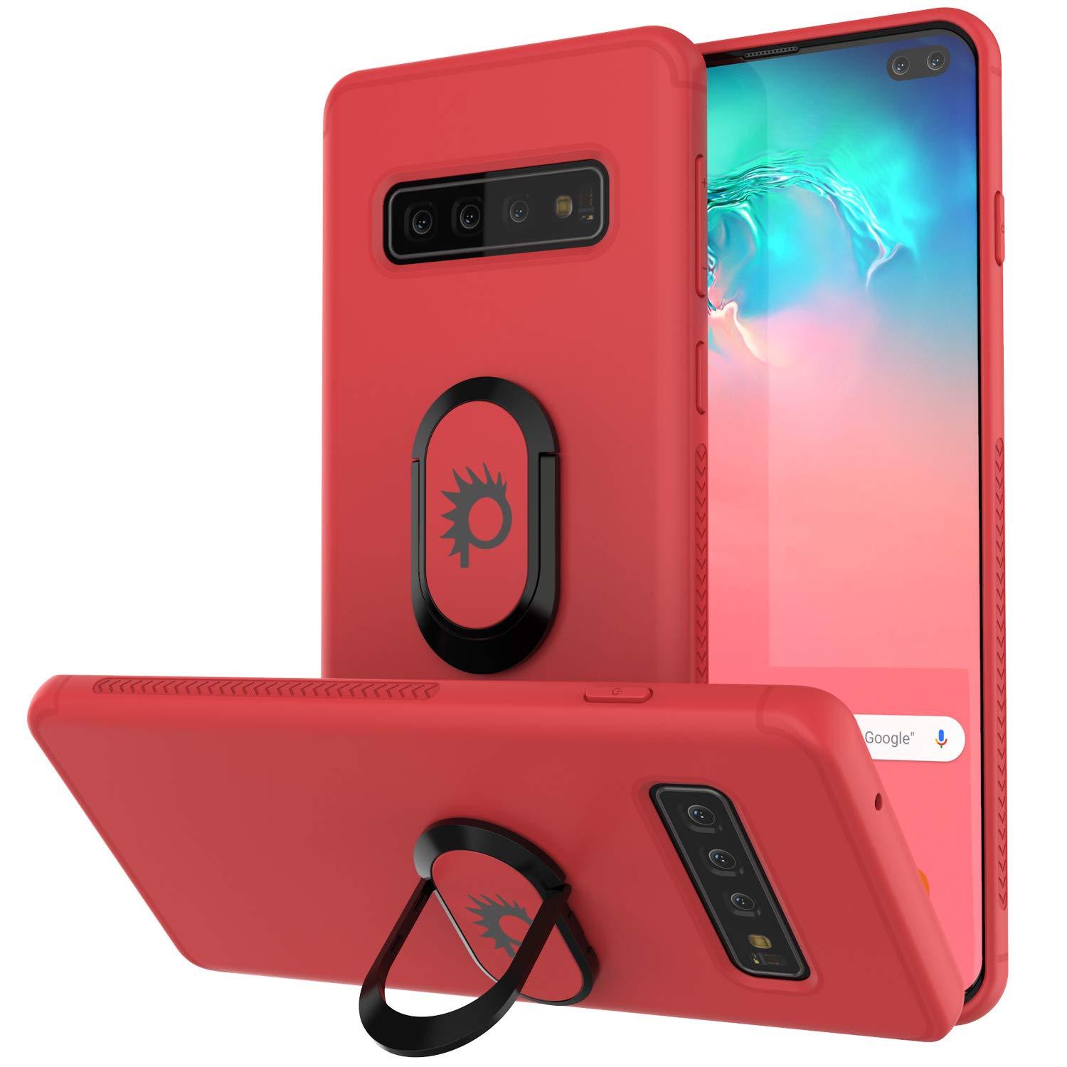 Galaxy S10+ Plus, Punkcase Magnetix Protective TPU Cover W/ Kickstand, Sceen Protector[Red]
