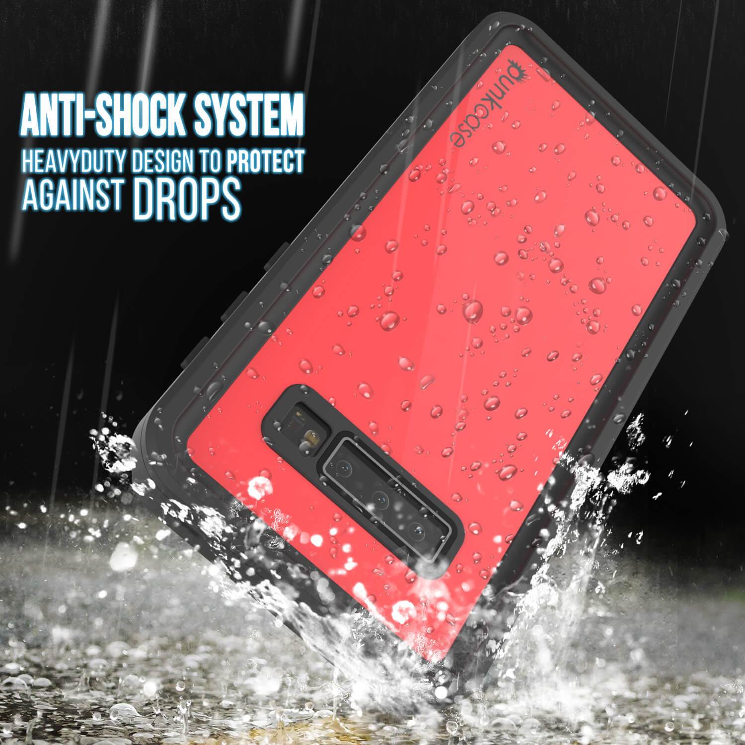 Galaxy S10e Waterproof Case PunkCase StudStar Red Thin 6.6ft Underwater IP68 Shock/Snow Proof