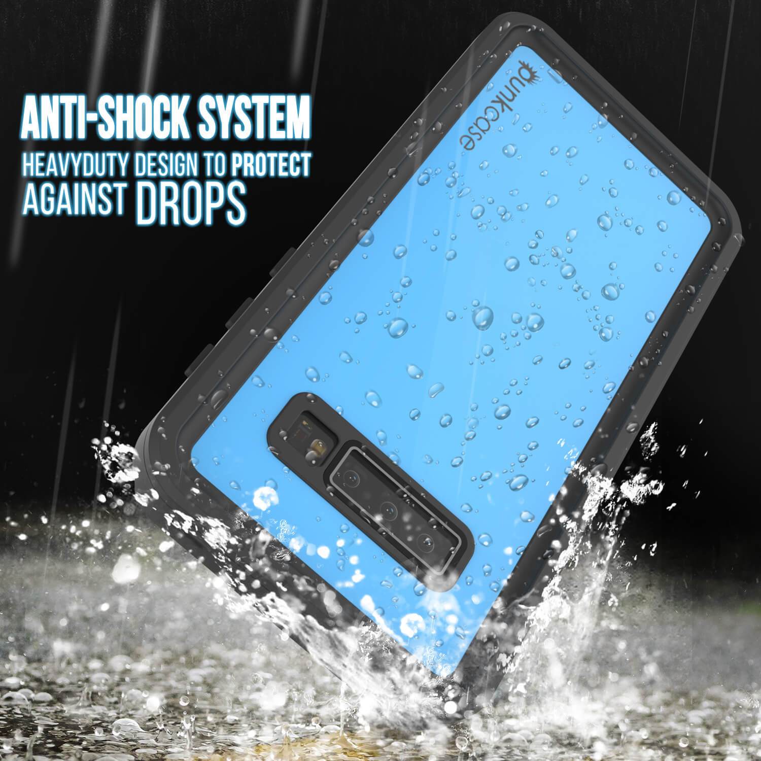 Galaxy S10+ Plus Waterproof Case PunkCase StudStar Light Blue Thin 6.6ft Underwater IP68 ShockProof