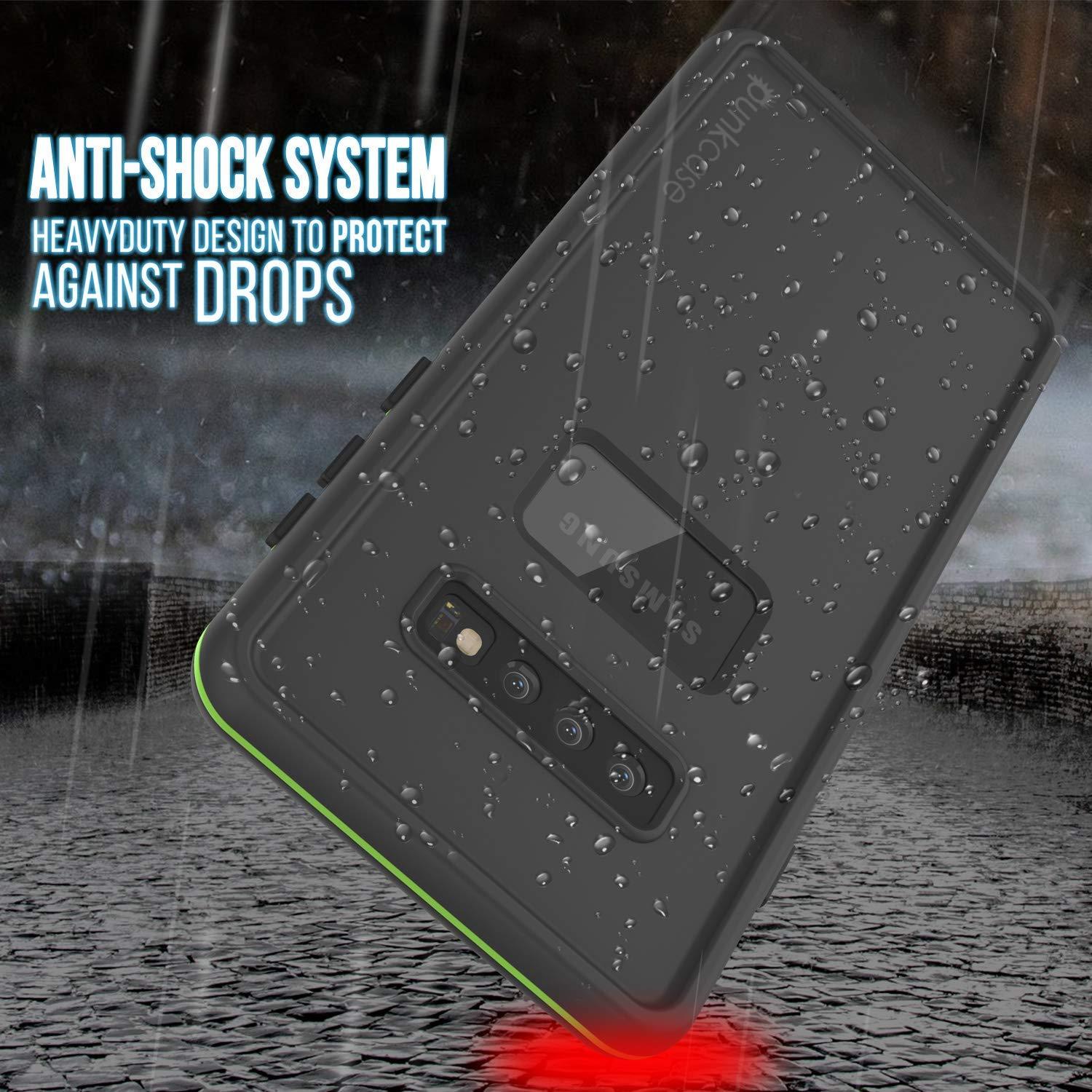 Punkcase S10+ Plus Waterproof Case [Aqua Series] Armor Cover [Black]
