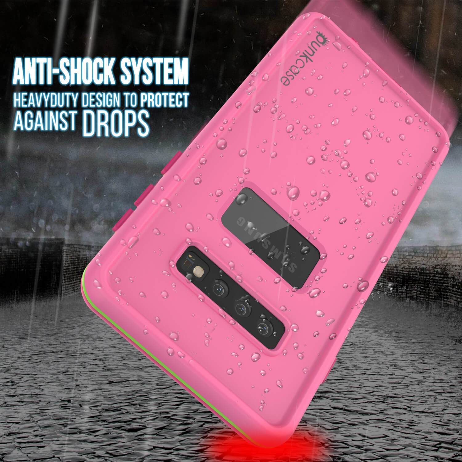Punkcase S10+ Plus Waterproof Case [Aqua Series] Armor Cover [Pink]