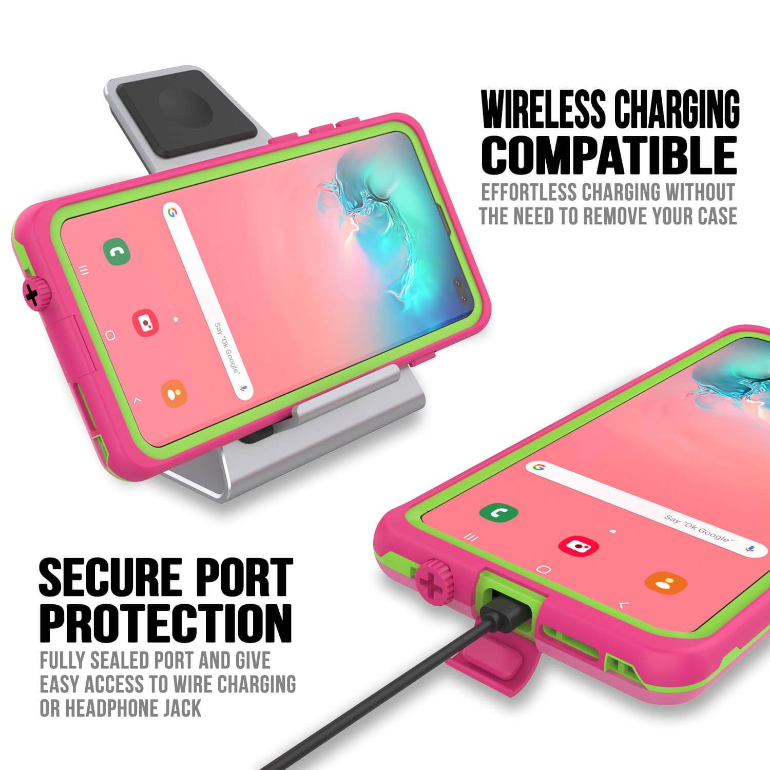 Punkcase S10+ Plus Waterproof Case [Aqua Series] Armor Cover [Pink]