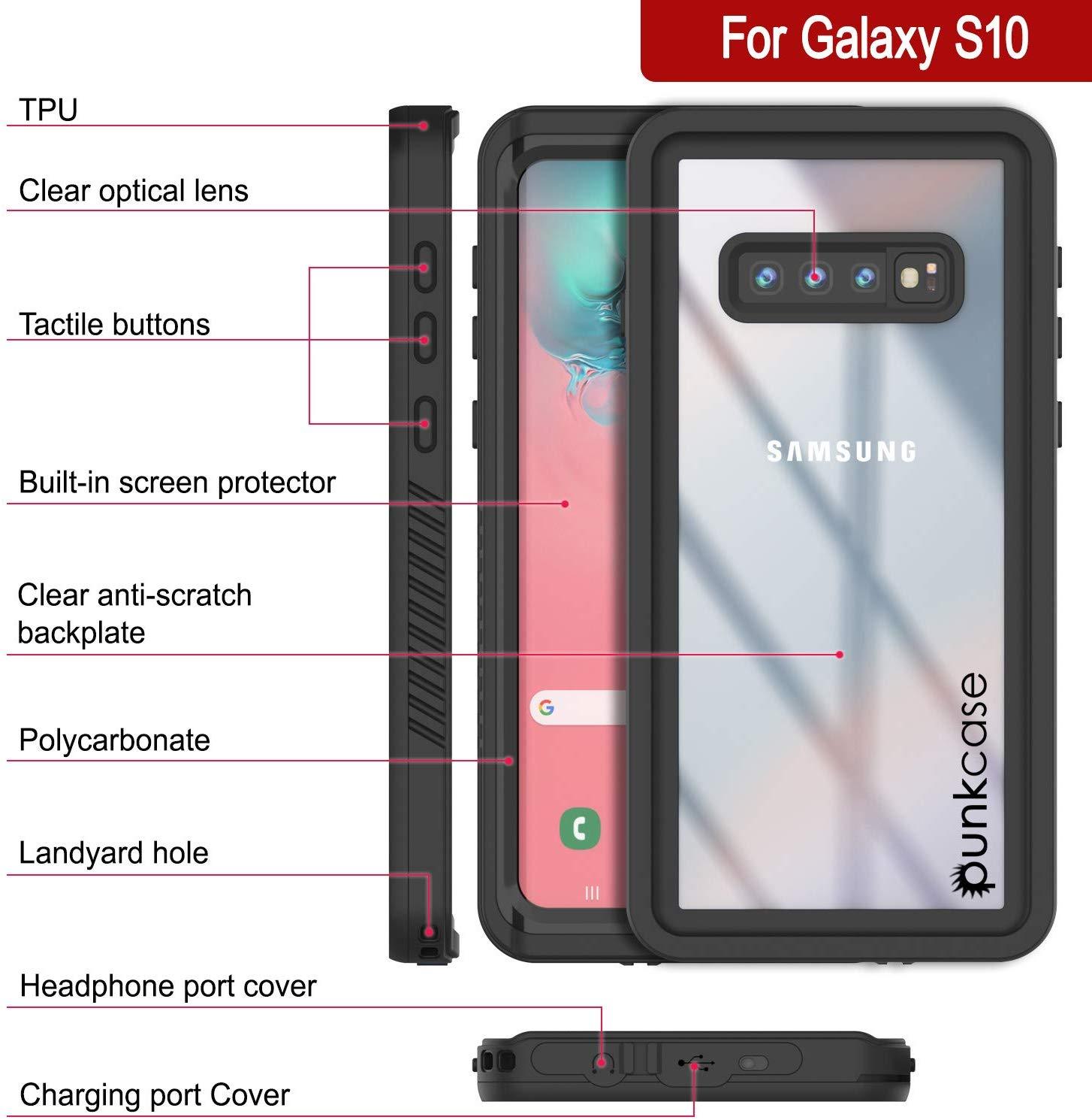 Galaxy S10+ Plus Water/Shockproof With Screen Protector Case [Black]