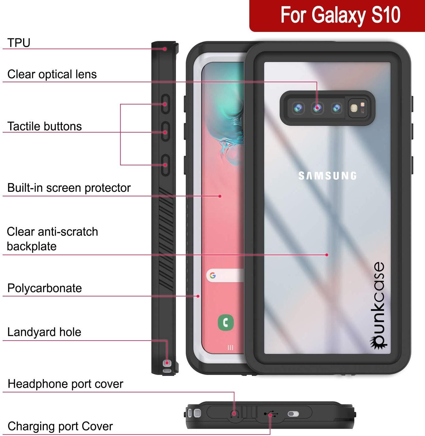 Galaxy S10+ Plus Water/Shock/Snow/dirt proof Punkcase Slim Case [White]