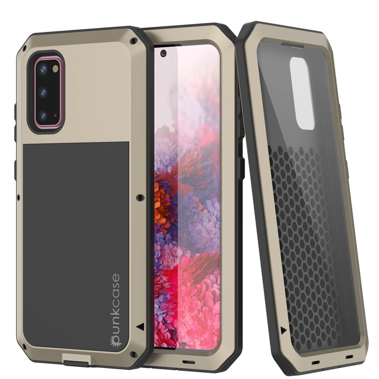Galaxy s20 Metal Case, Heavy Duty Military Grade Rugged Armor Cover [Gold]