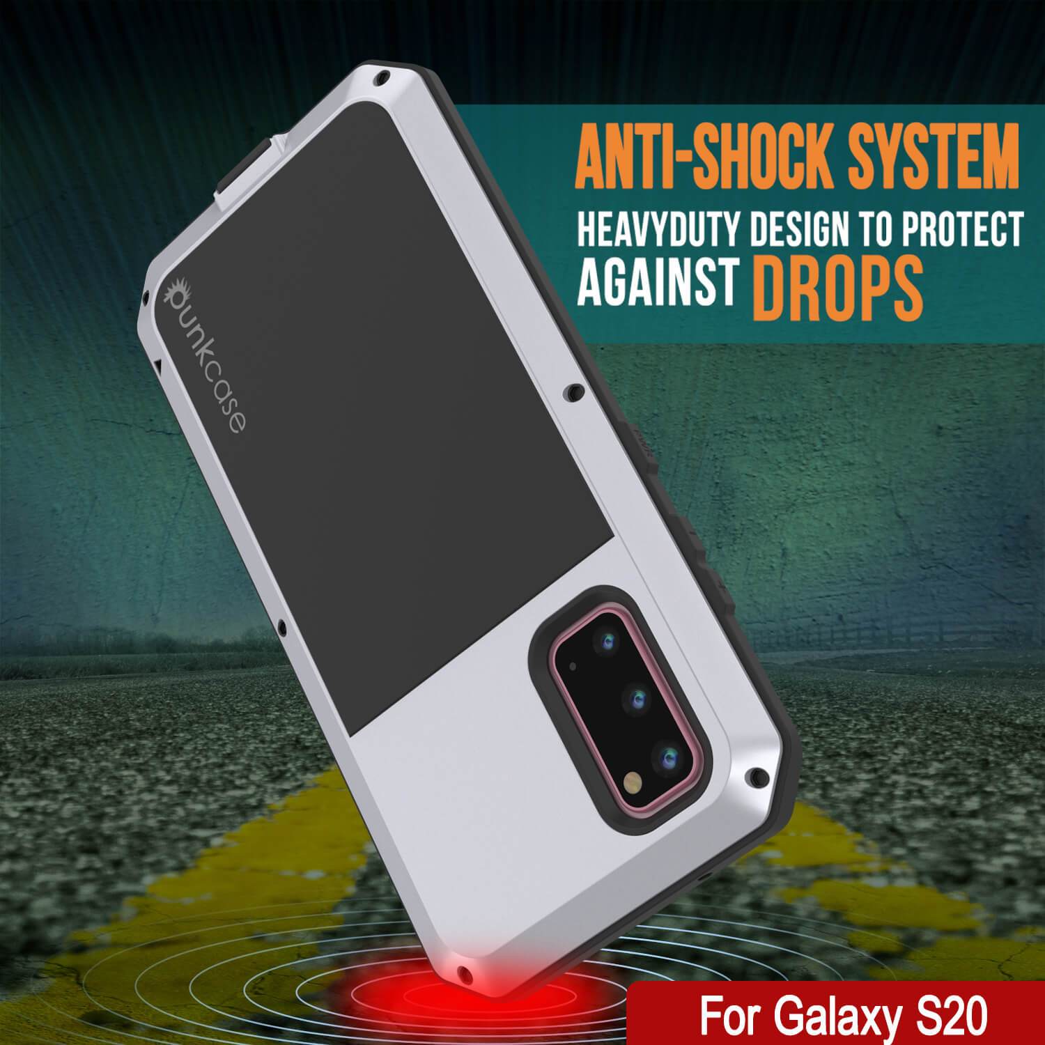 Galaxy s20 Metal Case, Heavy Duty Military Grade Rugged Armor Cover [White]