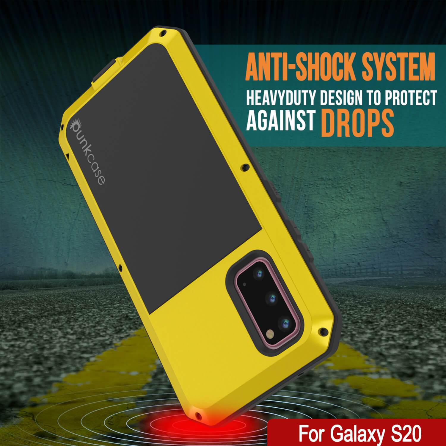 Galaxy s20 Metal Case, Heavy Duty Military Grade Rugged Armor Cover [Neon]