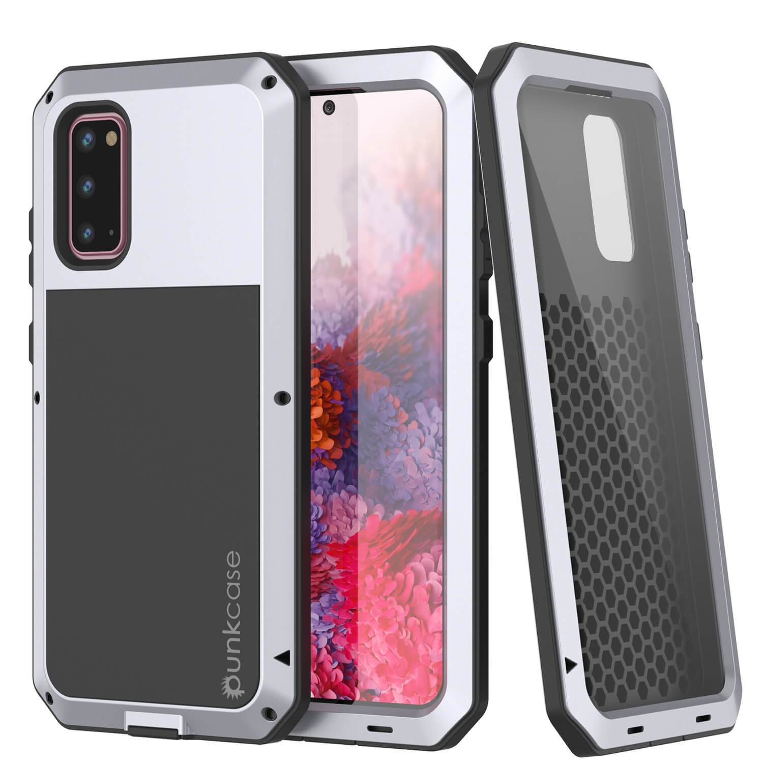 Galaxy s20 Metal Case, Heavy Duty Military Grade Rugged Armor Cover [White]