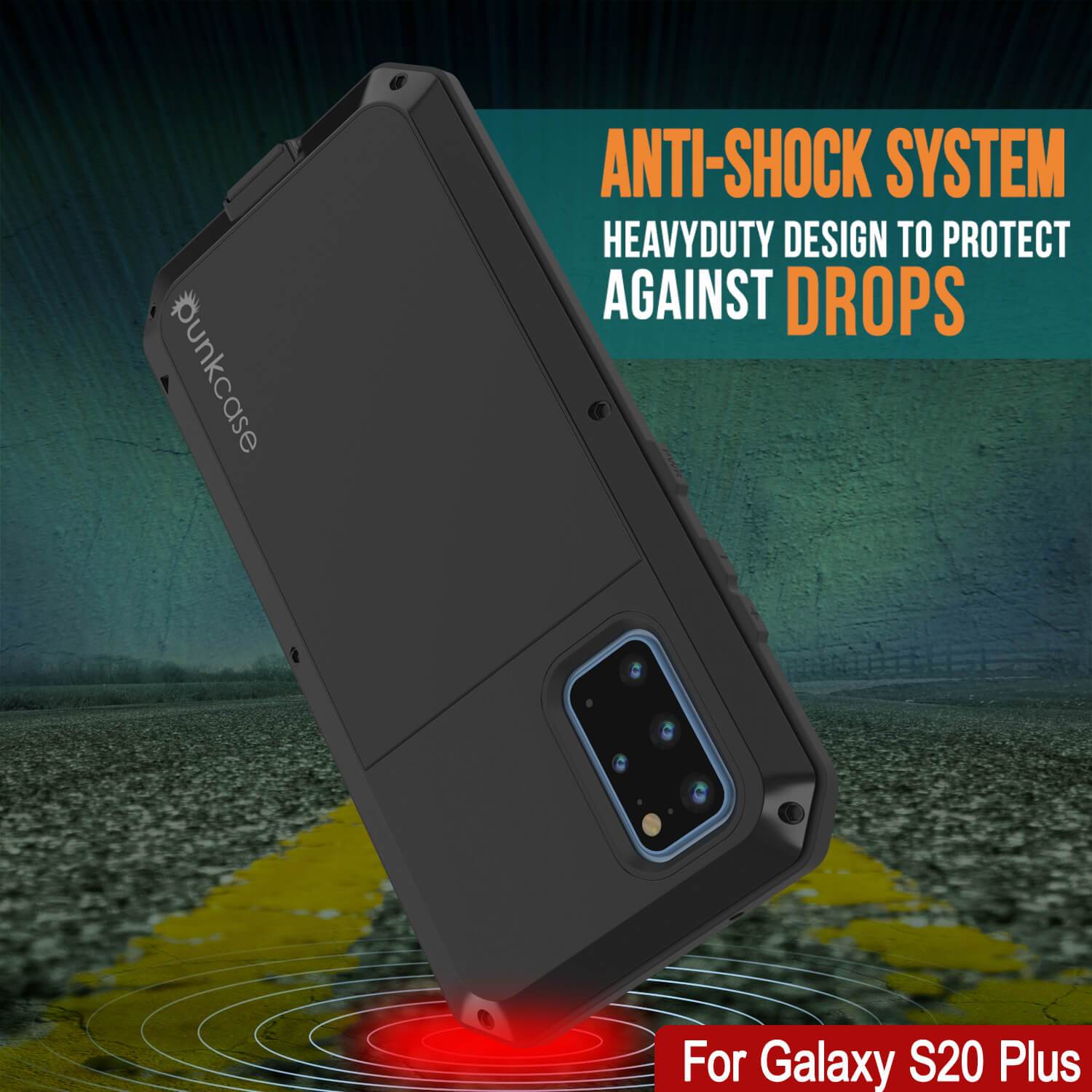 Galaxy s20+ Plus Metal Case, Heavy Duty Military Grade Rugged Armor Cover [Black]