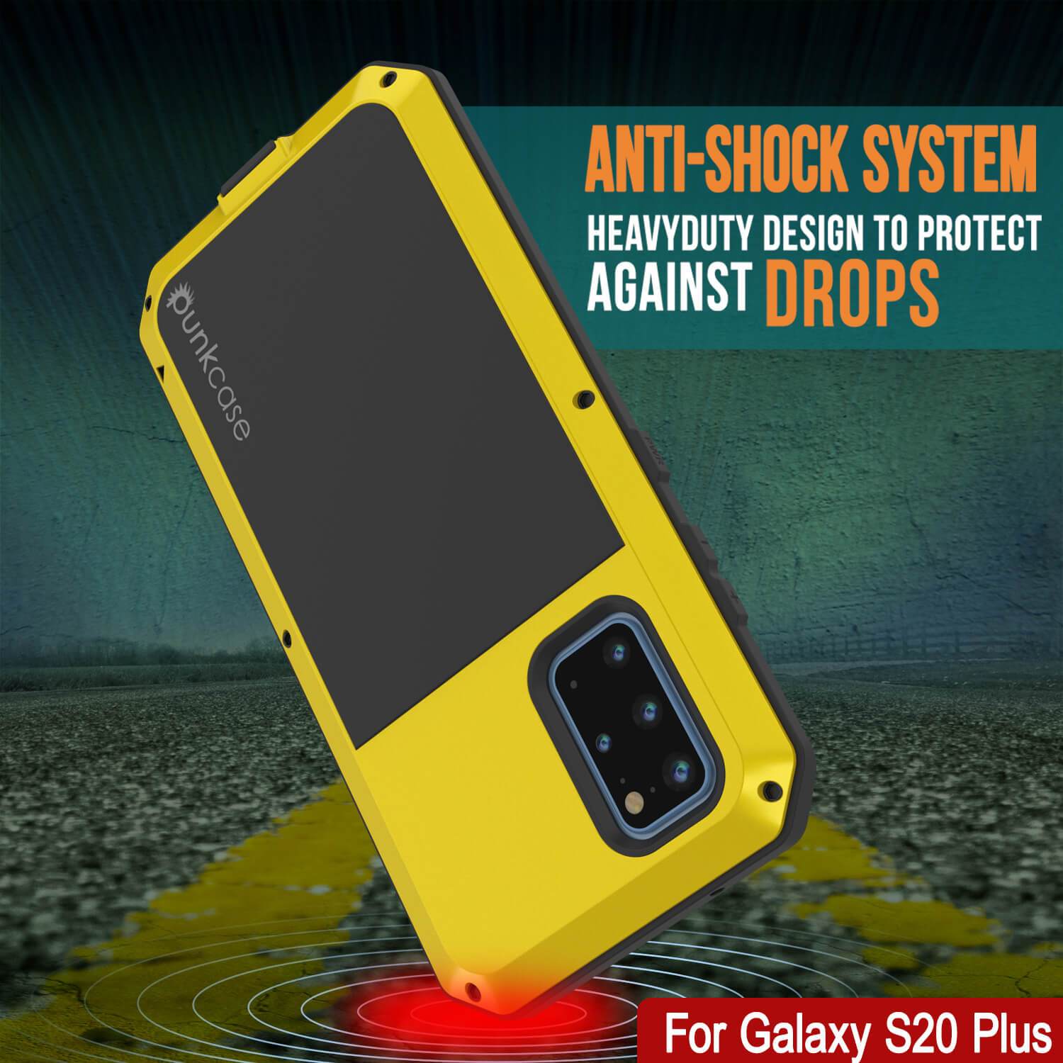 Galaxy s20+ Plus Metal Case, Heavy Duty Military Grade Rugged Armor Cover [Neon]