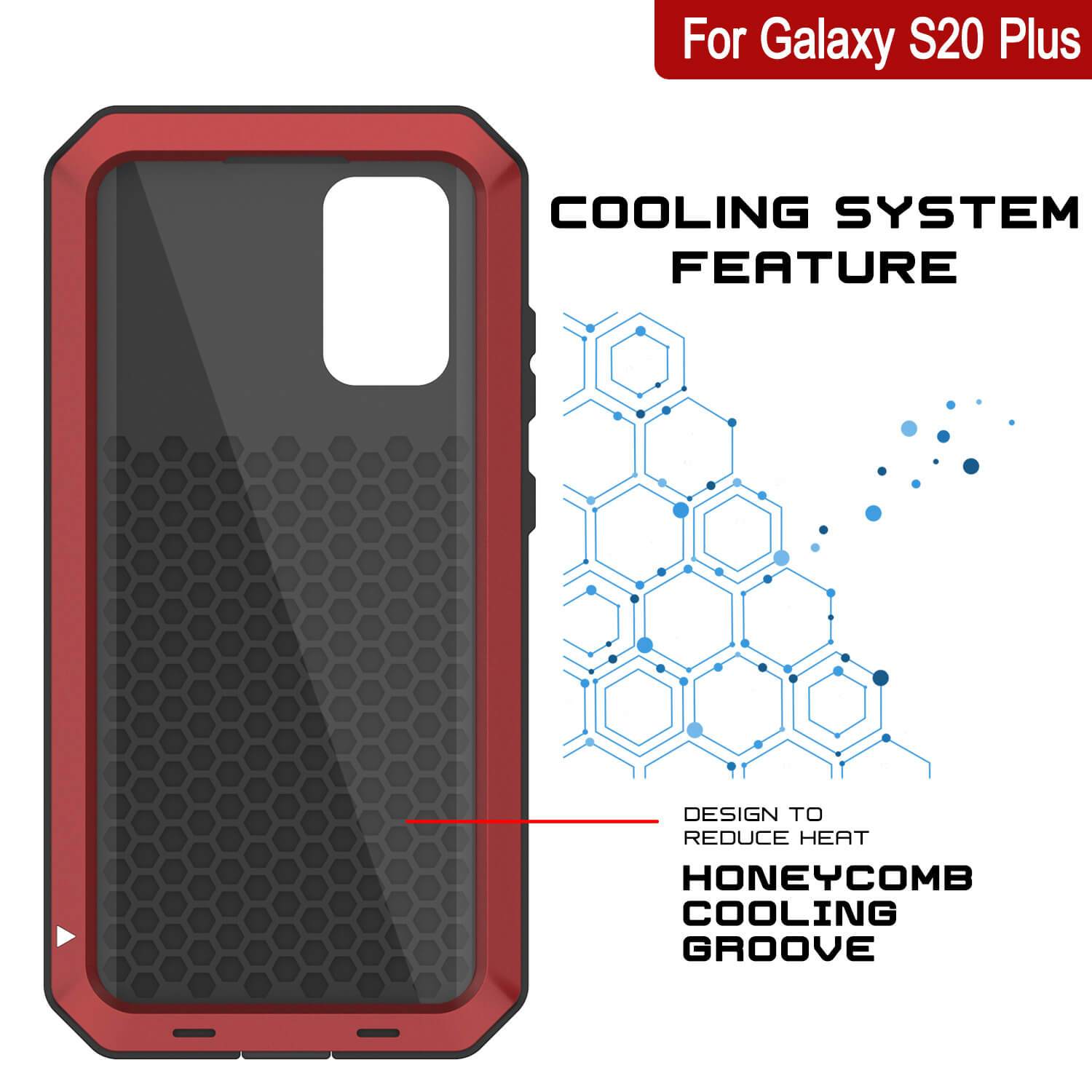 Galaxy s20+ Plus Metal Case, Heavy Duty Military Grade Rugged Armor Cover [Red]