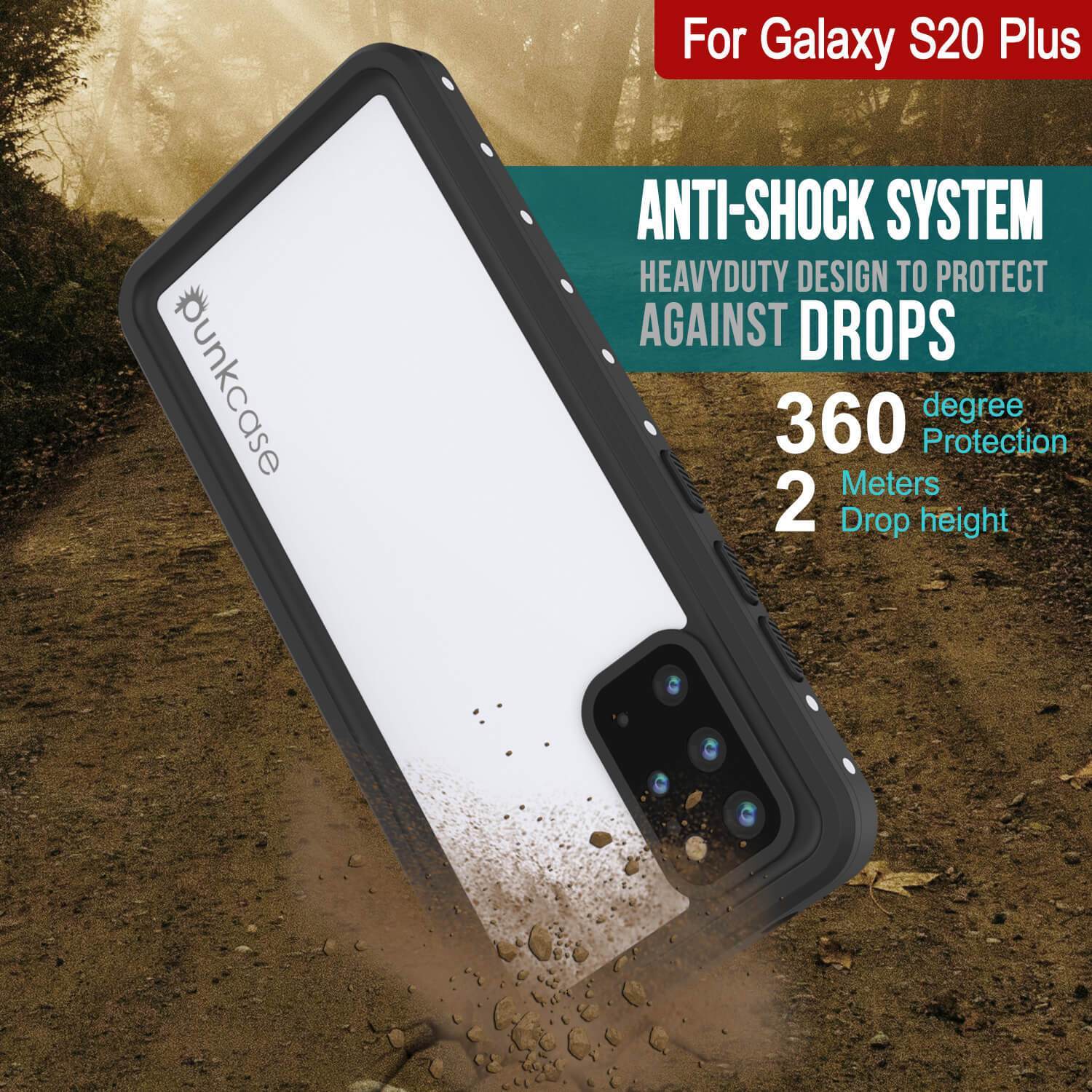 Galaxy S20+ Plus Waterproof Case, Punkcase StudStar White Thin 6.6ft Underwater IP68 Shock/Snow Proof