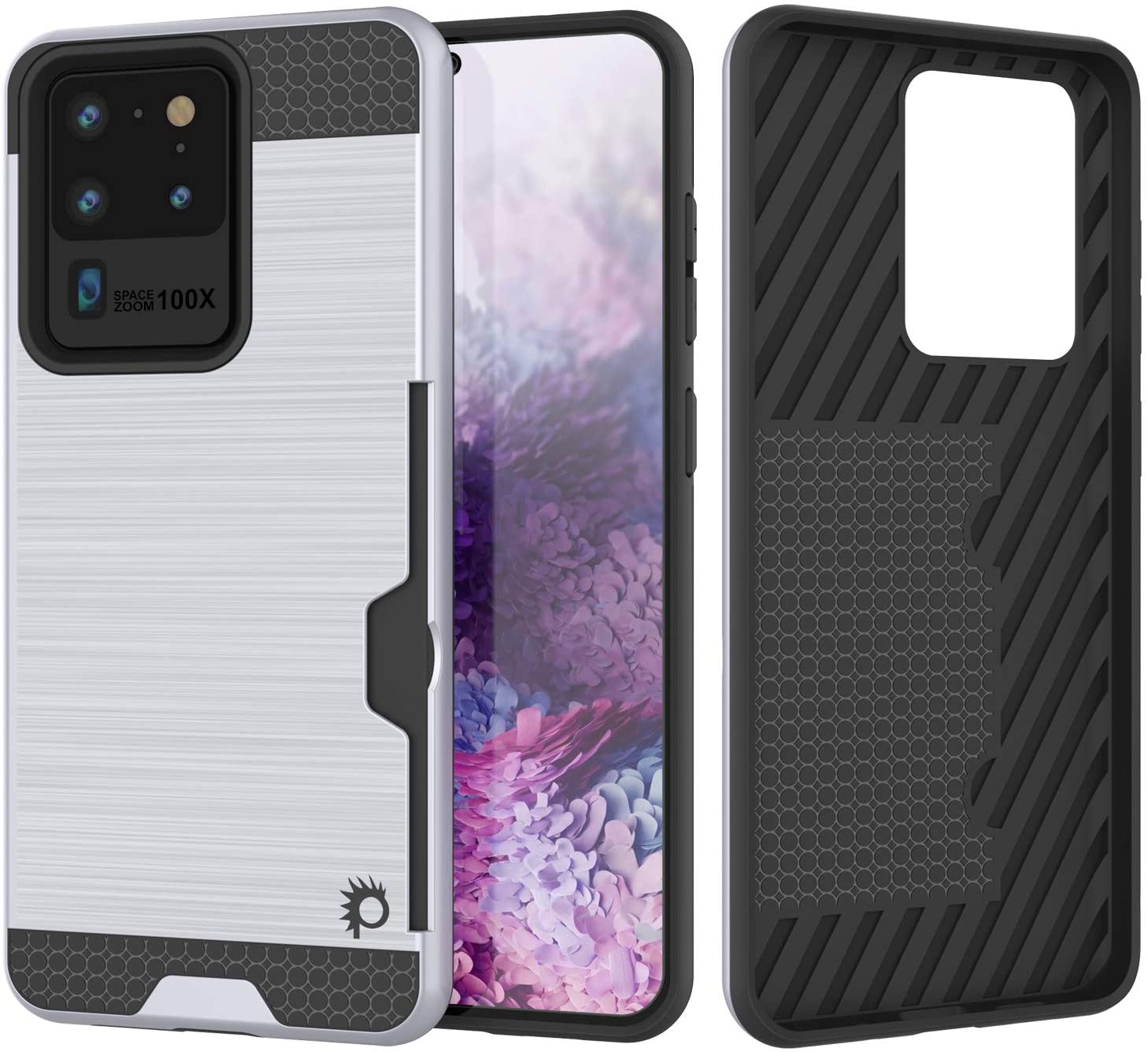 Galaxy S20 Ultra Case, PUNKcase [SLOT Series] [Slim Fit] Dual-Layer Armor Cover w/Integrated Anti-Shock System, Credit Card Slot [White]