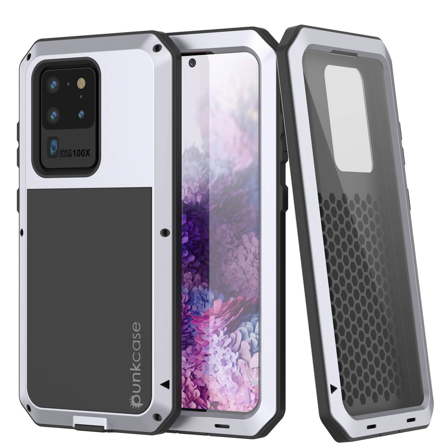 Galaxy S20 Ultra Metal Case, Heavy Duty Military Grade Rugged Armor Cover [White]