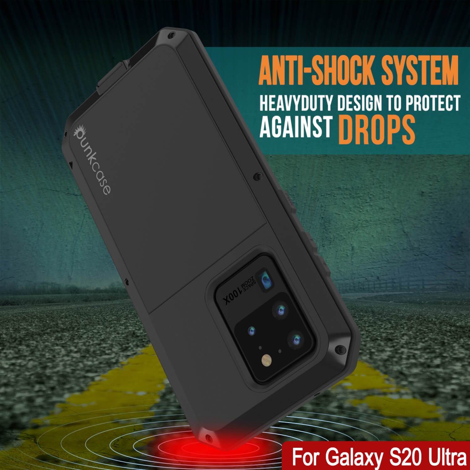 Galaxy S20 Ultra Metal Case, Heavy Duty Military Grade Rugged Armor Cover [Black]