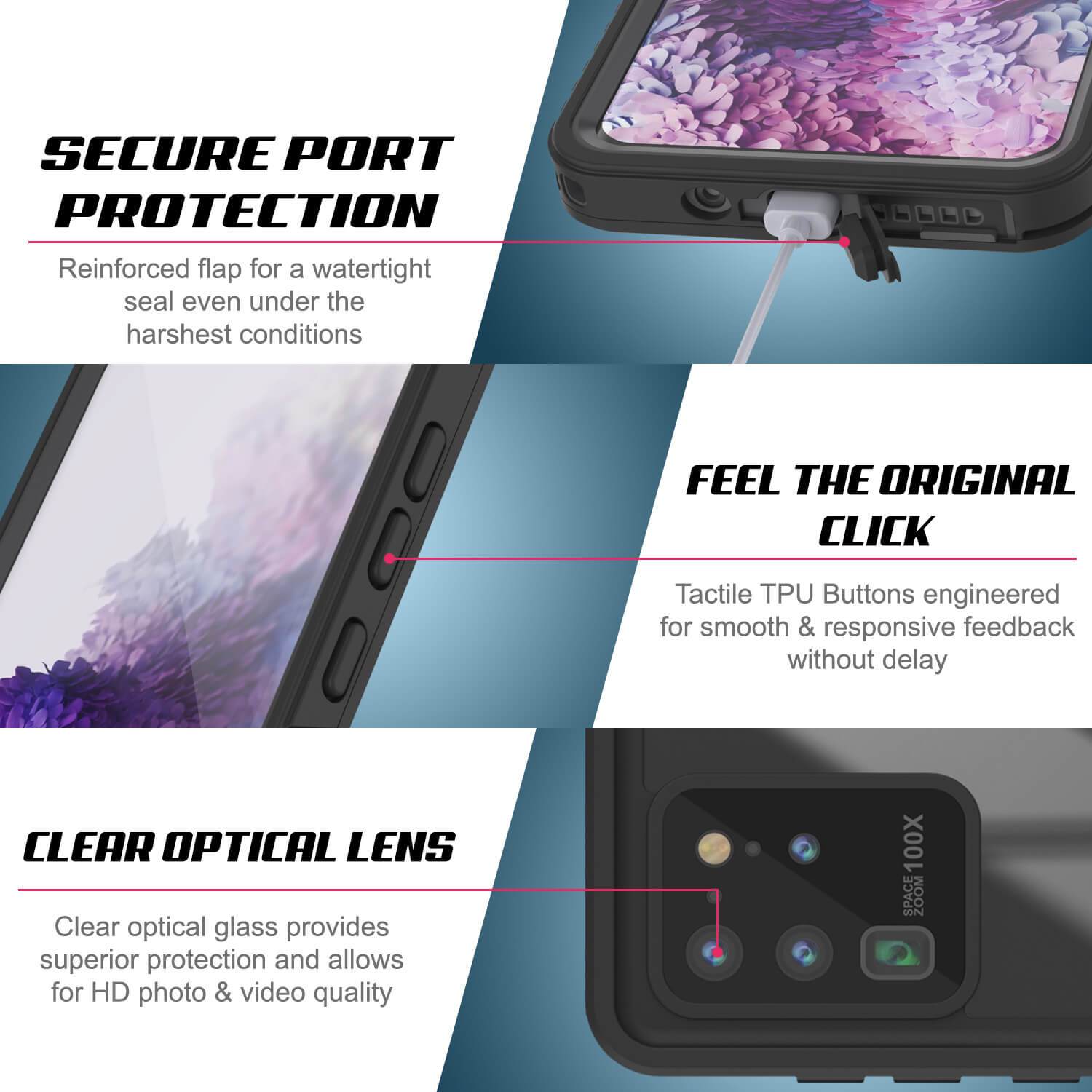 Galaxy S20 Ultra Water/Shockproof [Extreme Series] Slim Screen Protector Case [Purple]