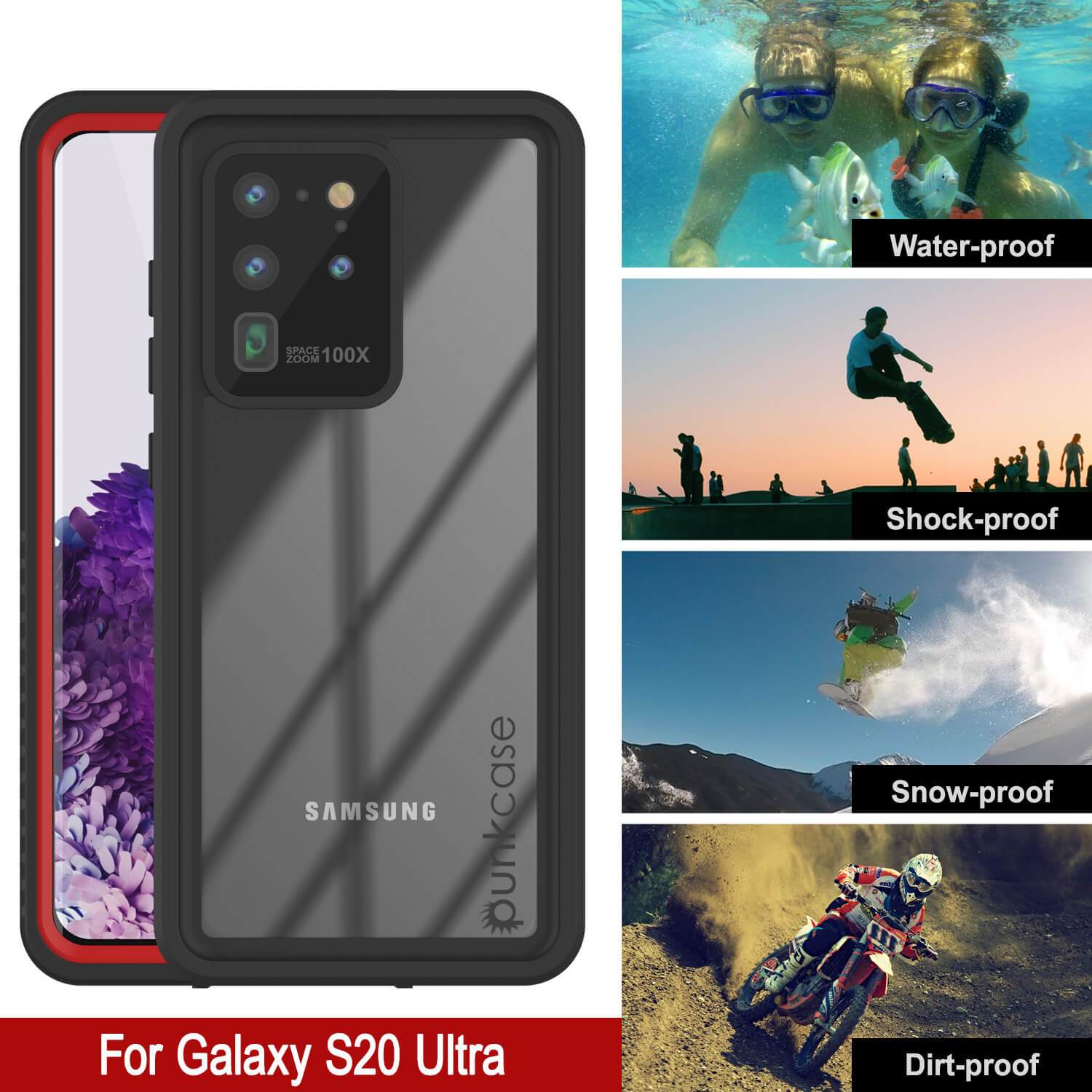 Galaxy S20 Ultra Water/Shock/Snowproof [Extreme Series] Slim Screen Protector Case [Red]