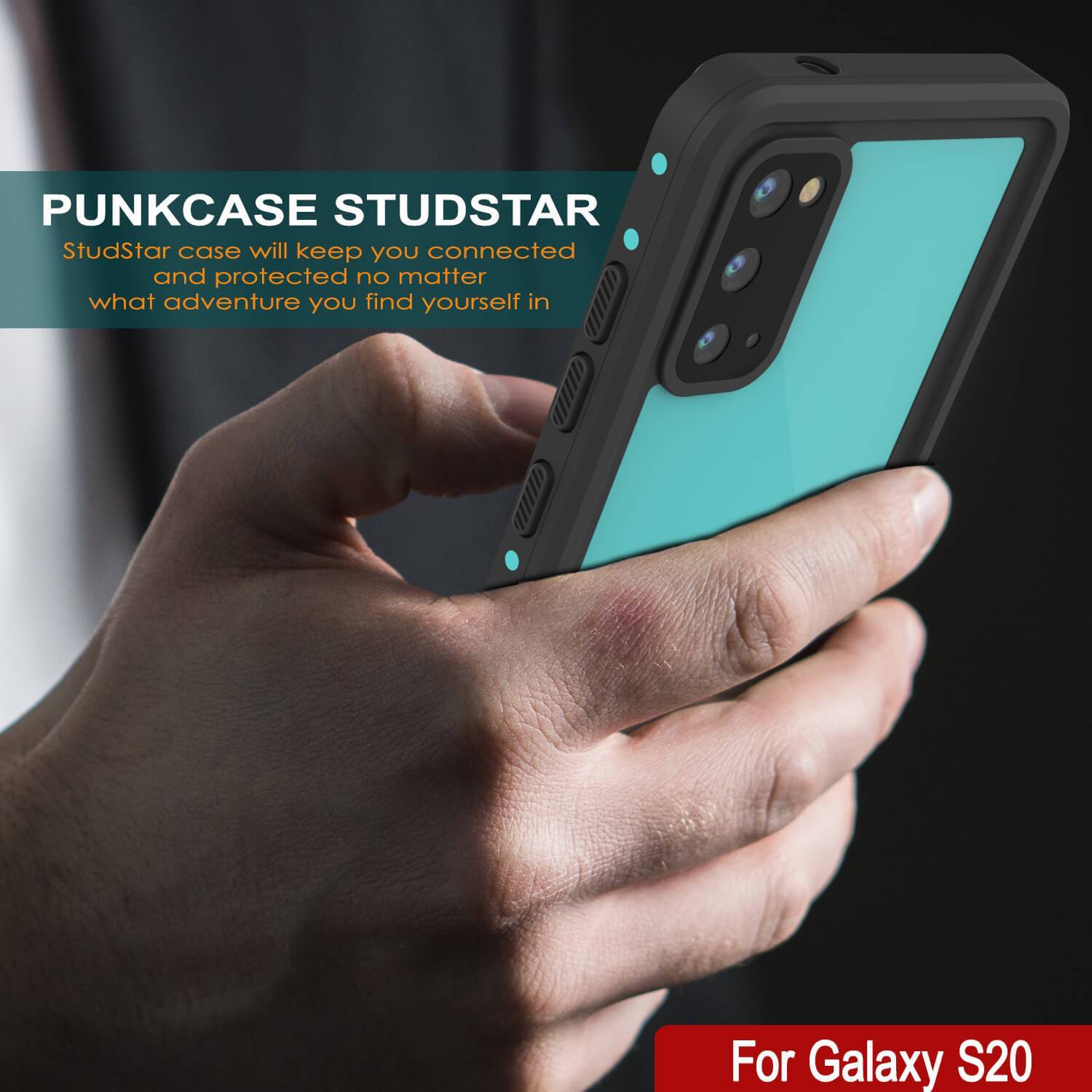 Galaxy S20 Waterproof Case PunkCase StudStar Teal Thin 6.6ft Underwater IP68 Shock/Snow Proof