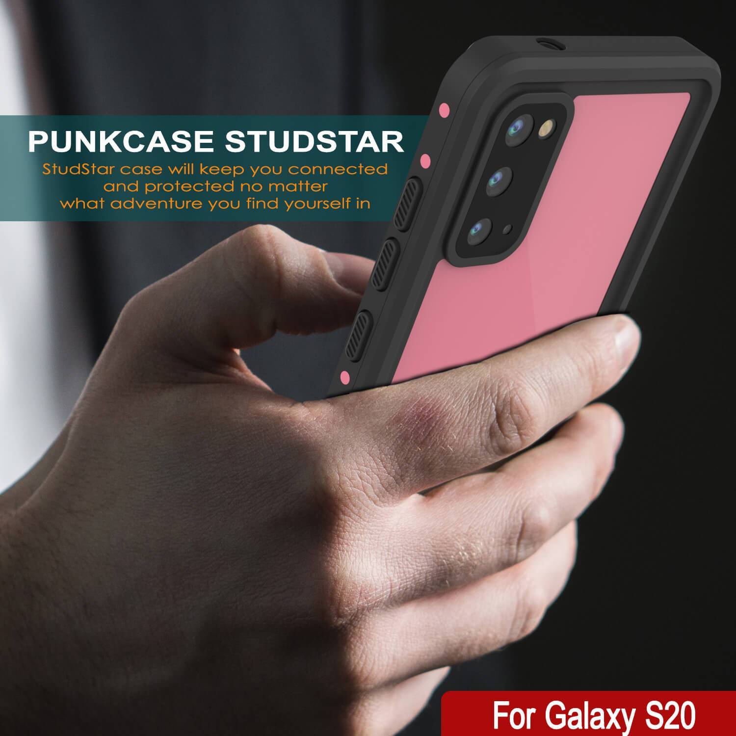 Galaxy S20 Waterproof Case PunkCase StudStar Pink Thin 6.6ft Underwater IP68 Shock/Snow Proof