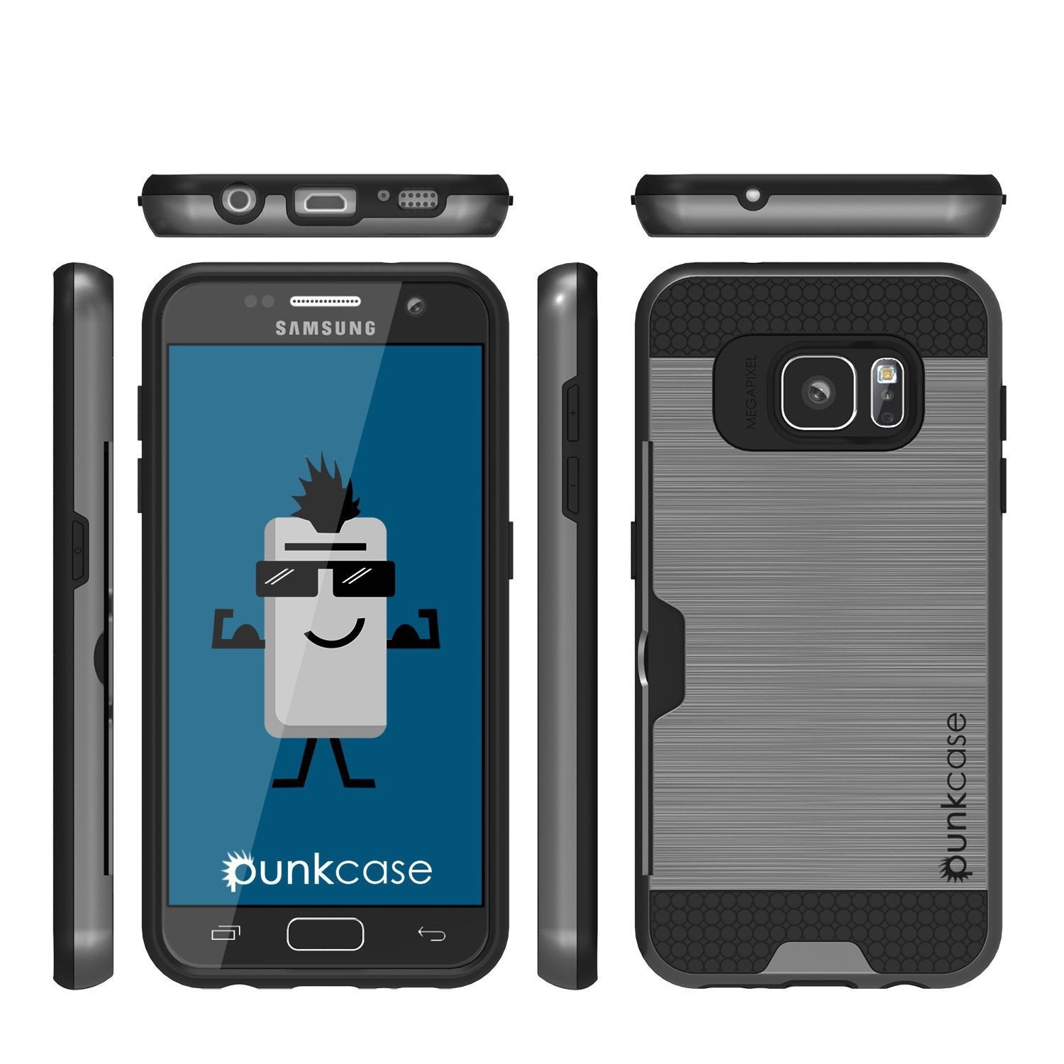 Galaxy s7 EDGE Case PunkCase SLOT Grey Series Slim Armor Soft Cover Case