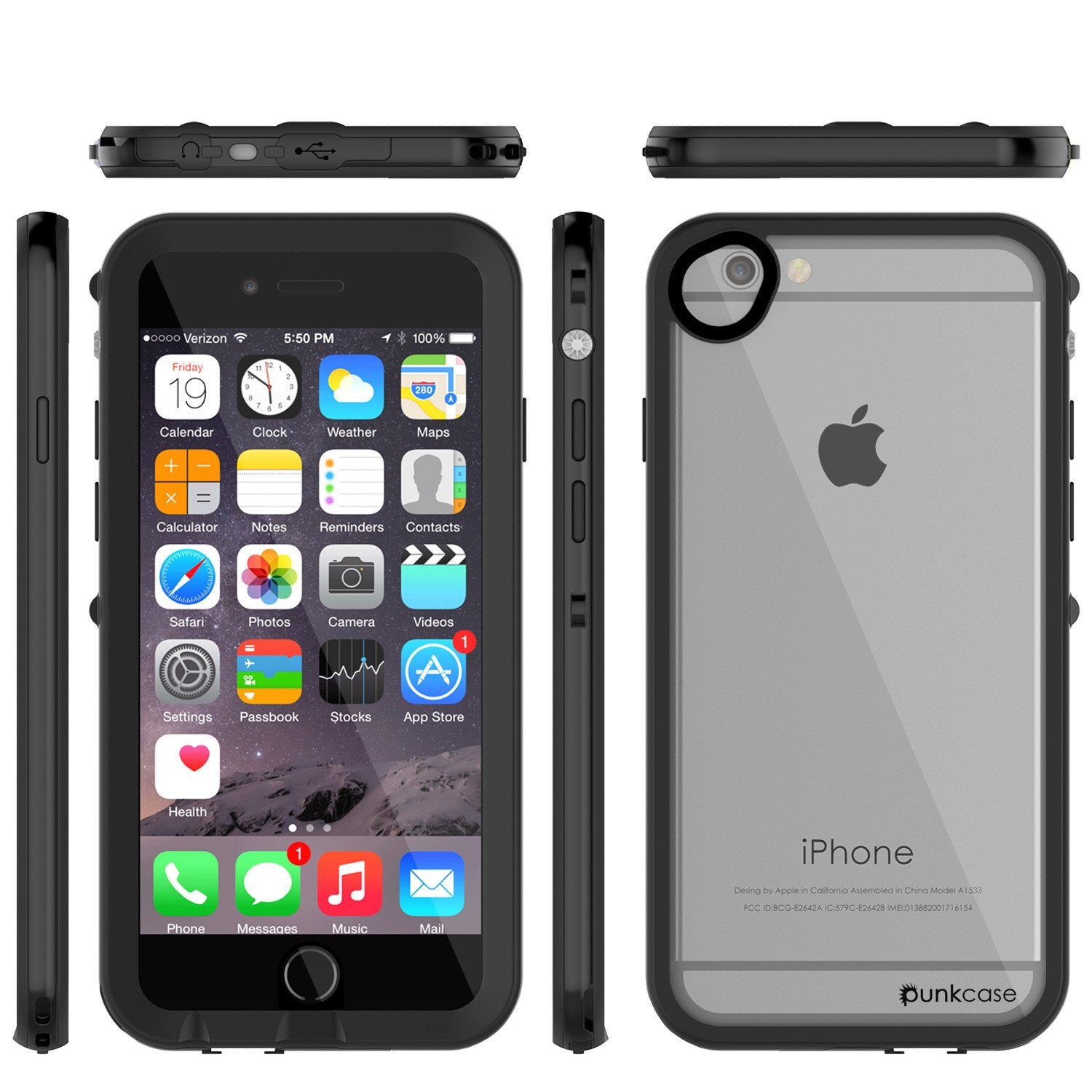 Apple iPhone 7 Waterproof Case, PUNKcase CRYSTAL 2.0 Black W/ Attached Screen Protector  | Warranty