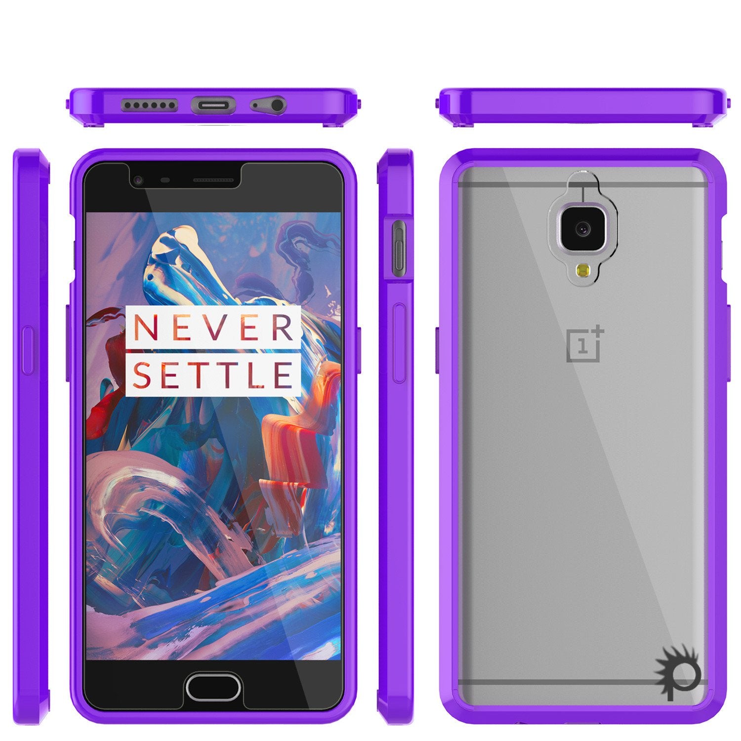 OnePlus 3 Case Punkcase® LUCID 2.0 Purple Series w/ SHIELD GLASS Lifetime Warranty Exchange