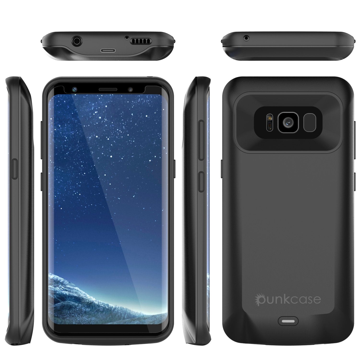Galaxy S8 Battery Case, Punkcase 5000mAH Charger Case W/ Screen Protector | Integrated Kickstand & USB Port | IntelSwitch [Black]