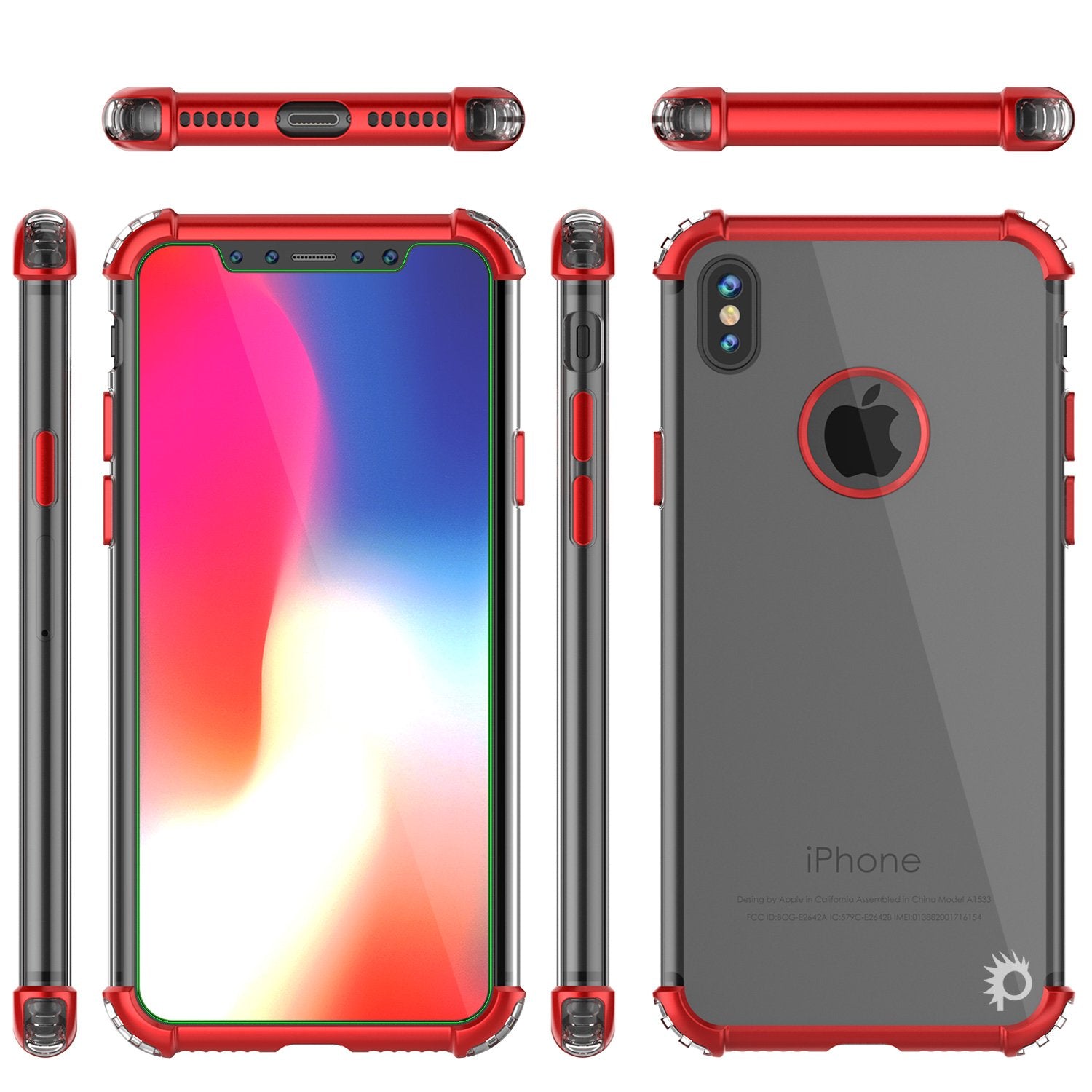 iPhone X Case, Punkcase [BLAZE SERIES] Protective Cover W/ PunkShield Screen Protector [Shockproof] [Slim Fit] for Apple iPhone 10 [Red]