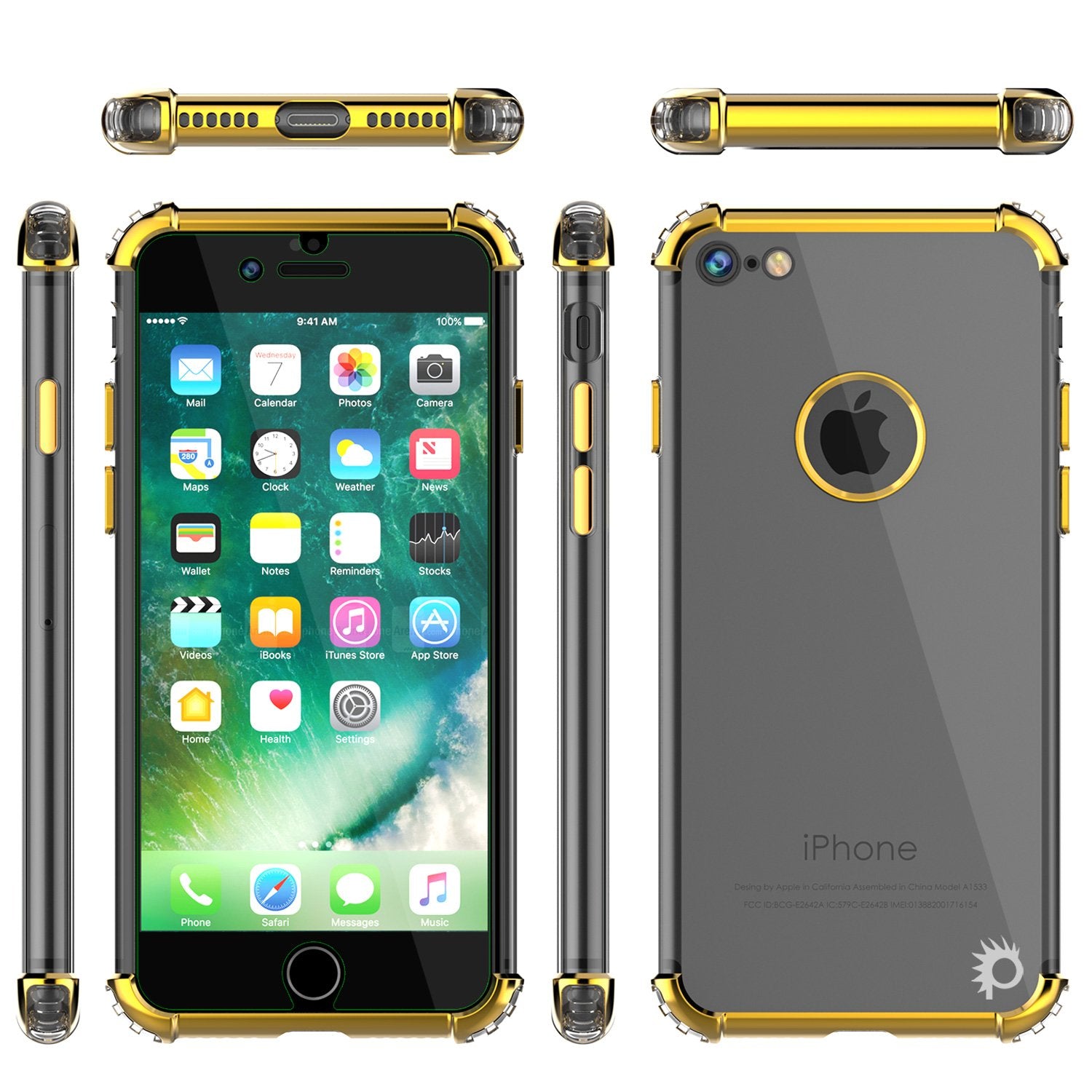 iPhone 7 Case, Punkcase [BLAZE SERIES] Protective Cover W/ PunkShield Screen Protector [Shockproof] [Slim Fit] for Apple iPhone [Gold]