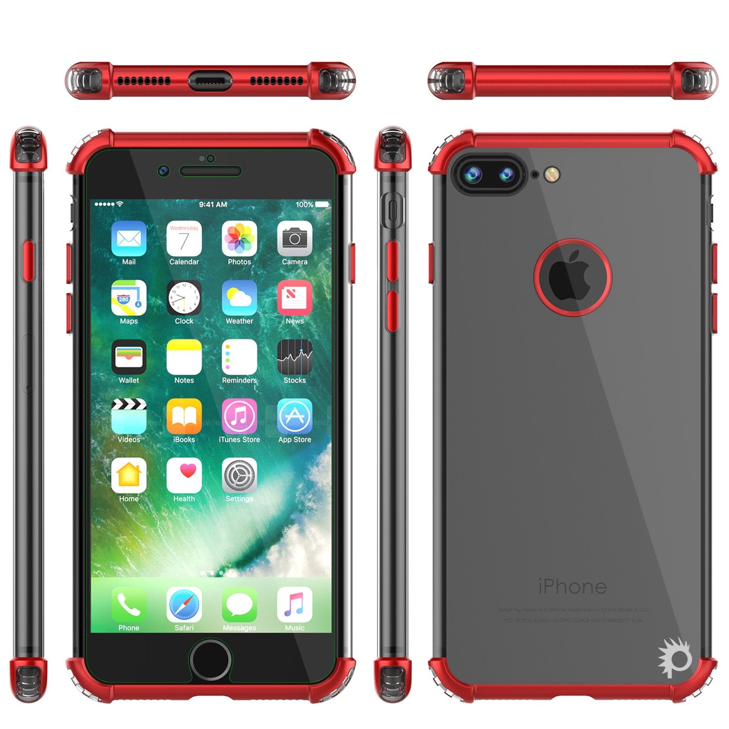iPhone 7 PLUS Case, Punkcase BLAZE SERIES Protective Cover [Red]
