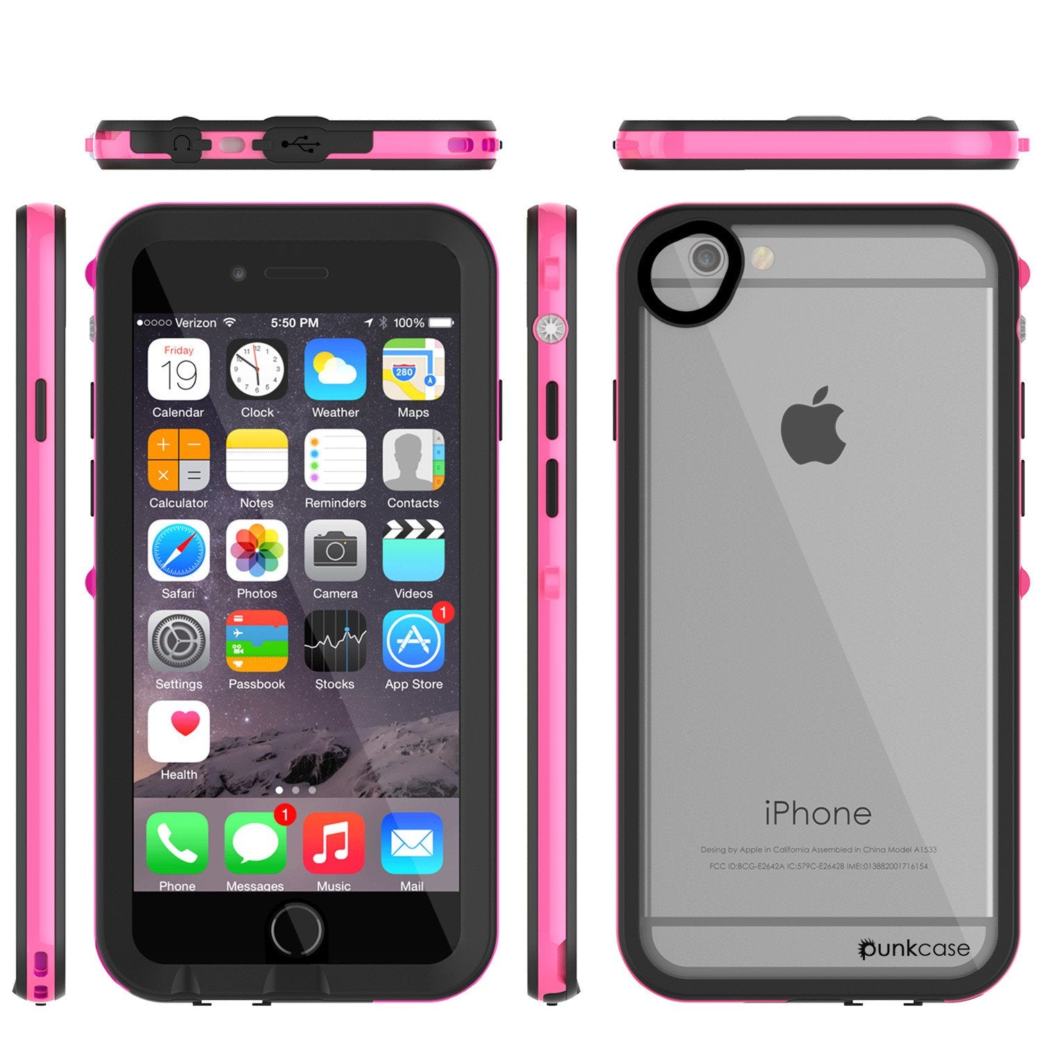 Apple iPhone 7 Waterproof Case, PUNKcase CRYSTAL 2.0 Pink W/ Attached Screen Protector  | Warranty