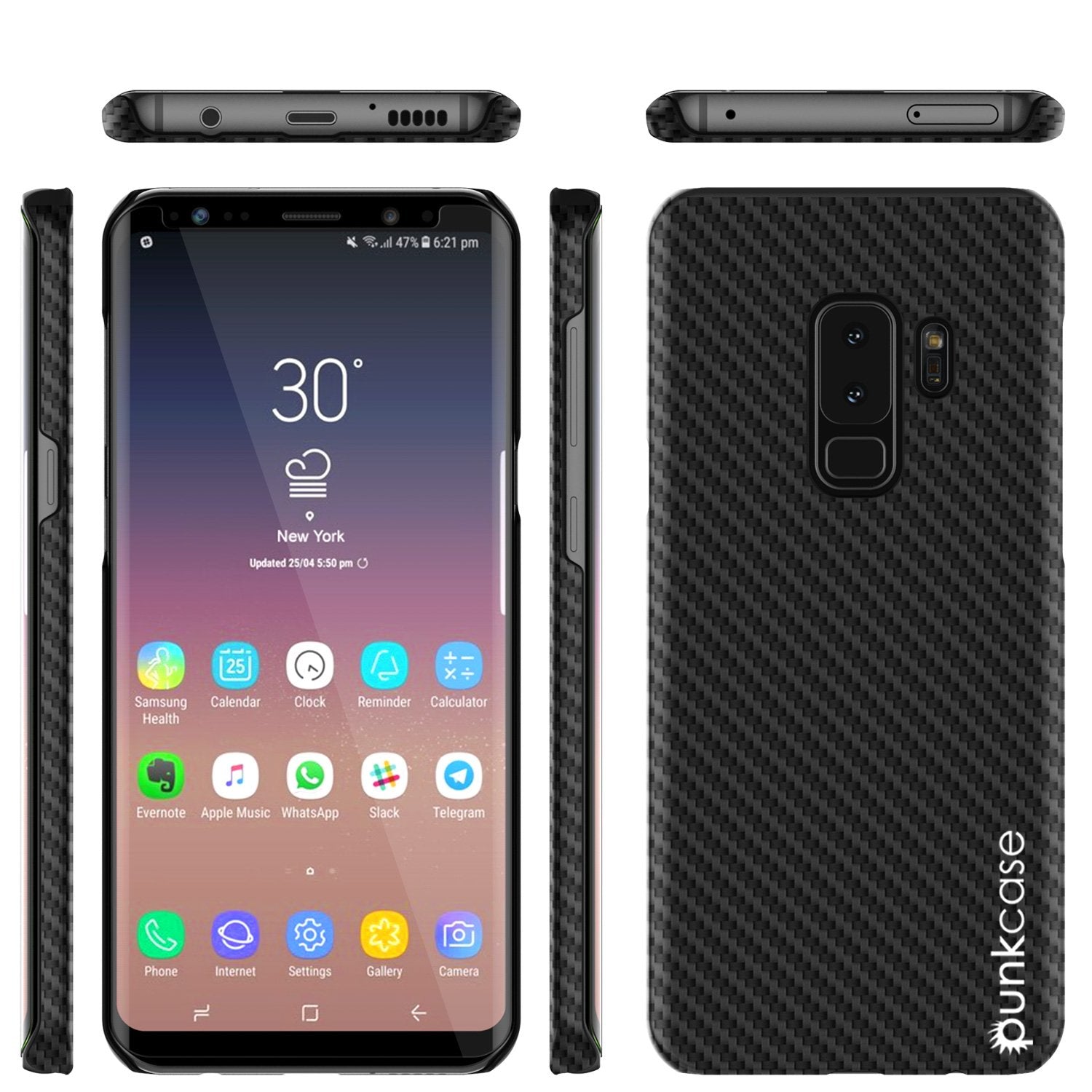 Galaxy S9 Plus Dual-Layer Ultra Thin Jet Black Leather Case| Punkcase