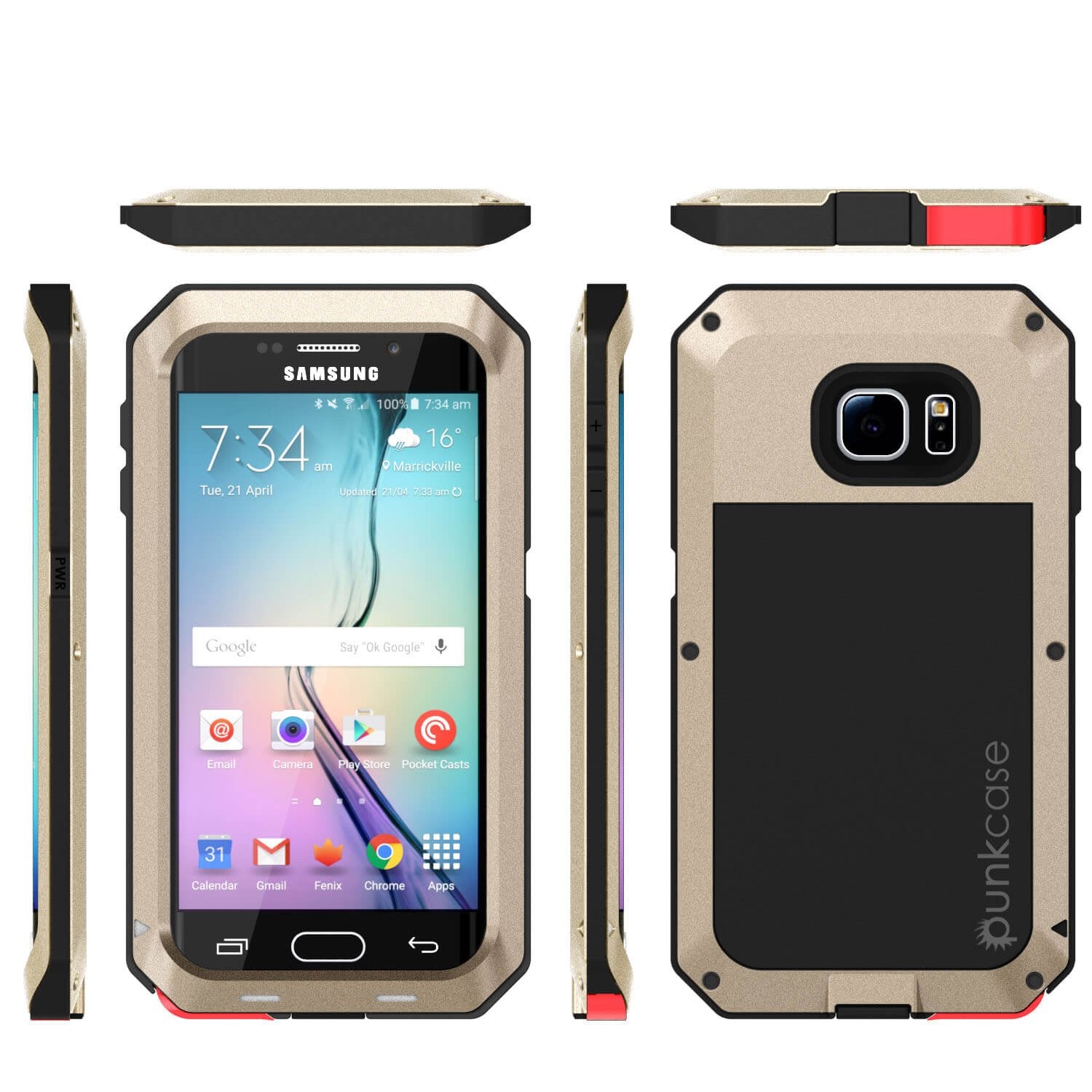 Galaxy S6 EDGE  Case, PUNKcase Metallic Gold Shockproof  Slim Metal