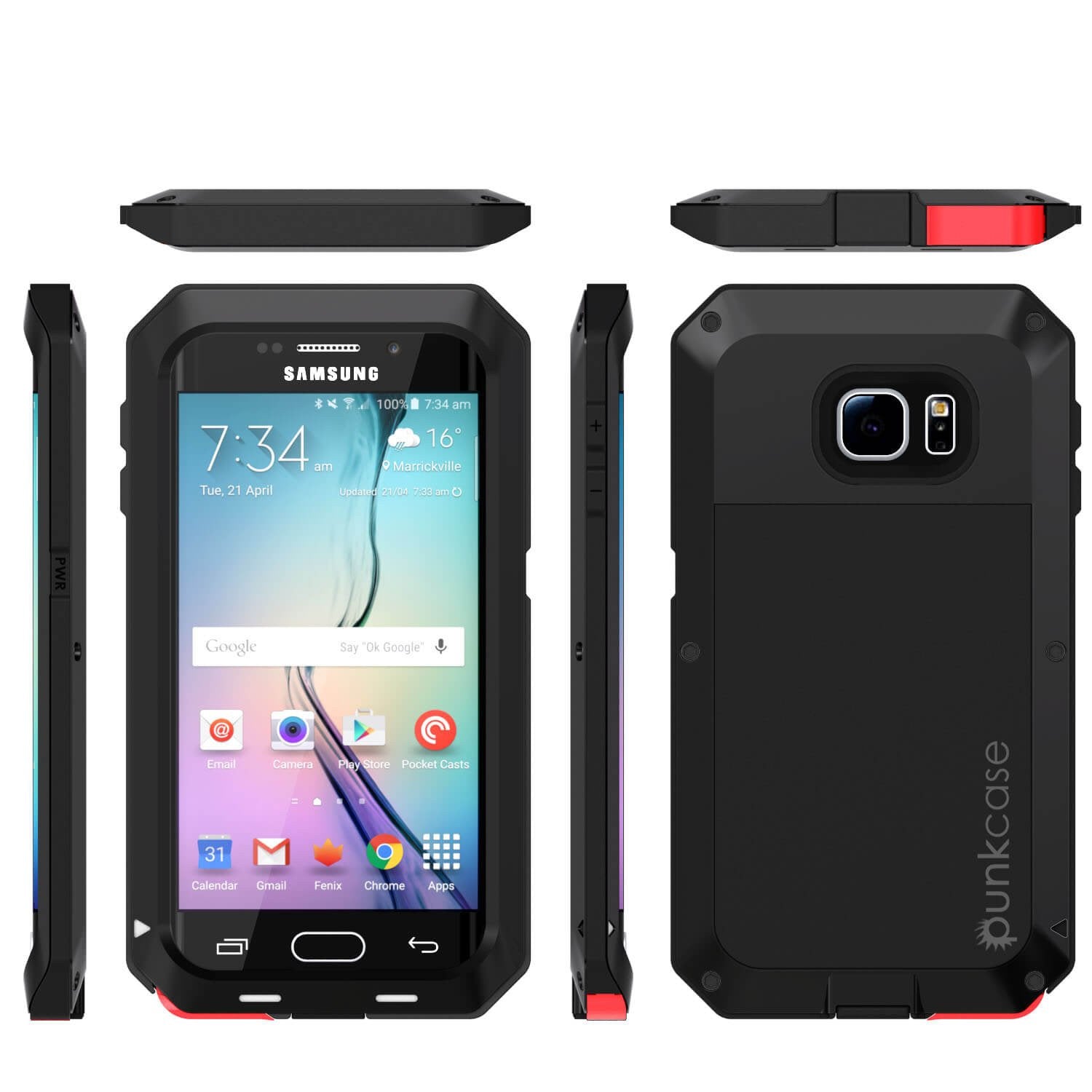 Galaxy S6 EDGE  Case, PUNKcase Metallic Black Shockproof  Slim Metal