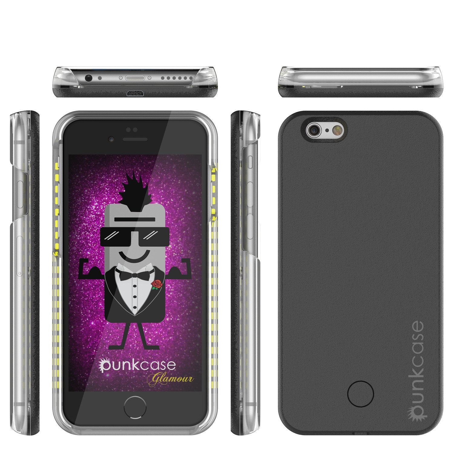 iPhone 6+/6S+ Plus Punkcase LED Light Case Light Illuminated Case, Black W/  Battery Power Bank