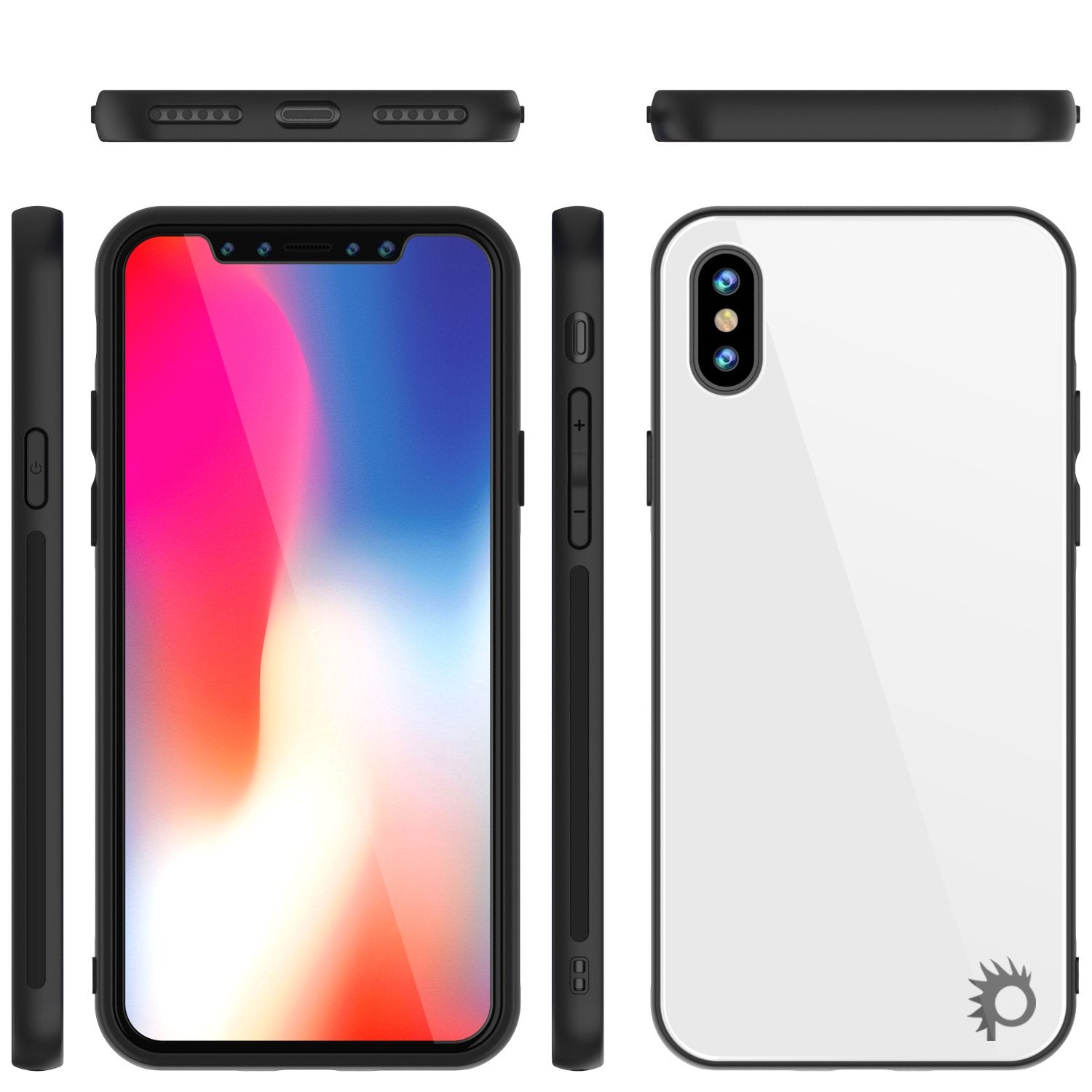 iPhone X Case, Punkcase GlassShield Ultra Thin Protective 9H Full Body Tempered Glass Cover W/ Drop Protection & Non Slip Grip for Apple iPhone 10 [White]