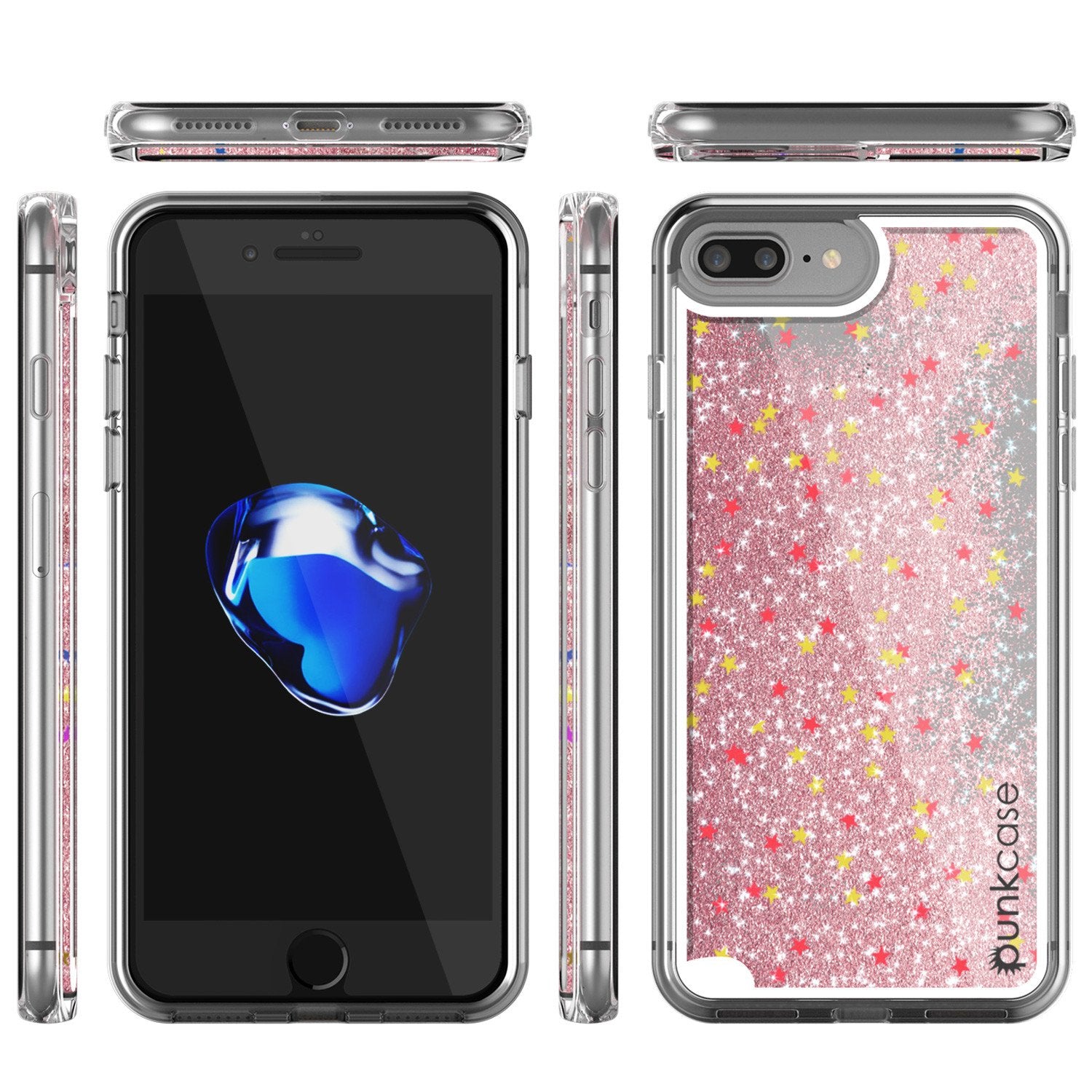 iPhone 7 Plus Case, PunkCase LIQUID Rose Series, Protective Dual Layer Floating Glitter Cover