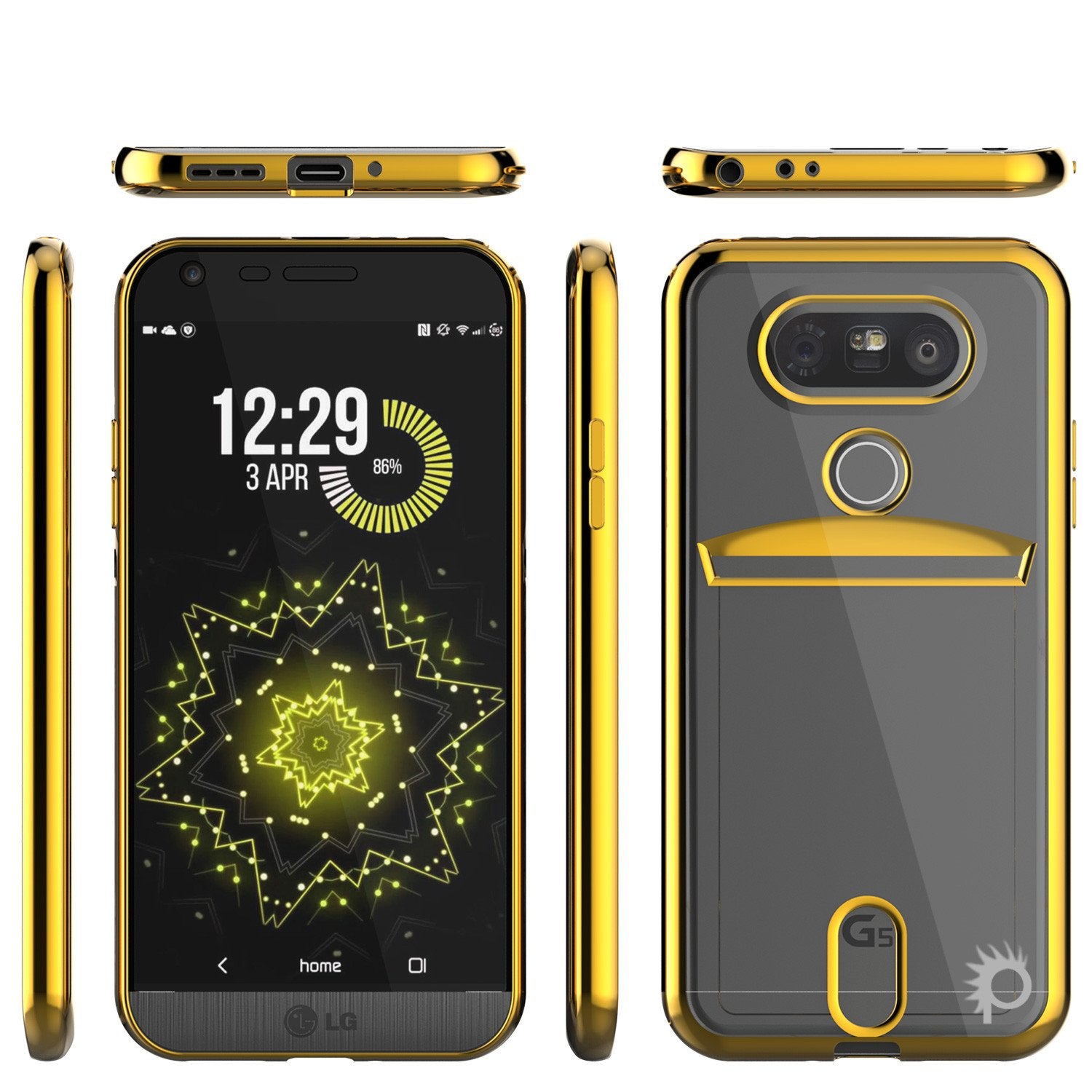 LG G5 Case, PUNKCASE® Gold LUCID Series | Card Slot | PUNK SHIELD Screen Protector | Ultra Fit